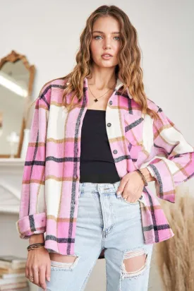 Pink Perfectly Plaid Shacket