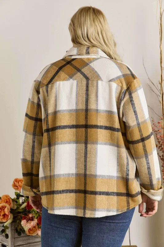 PLUS SIZE PLAID FLANNEL SHACKET