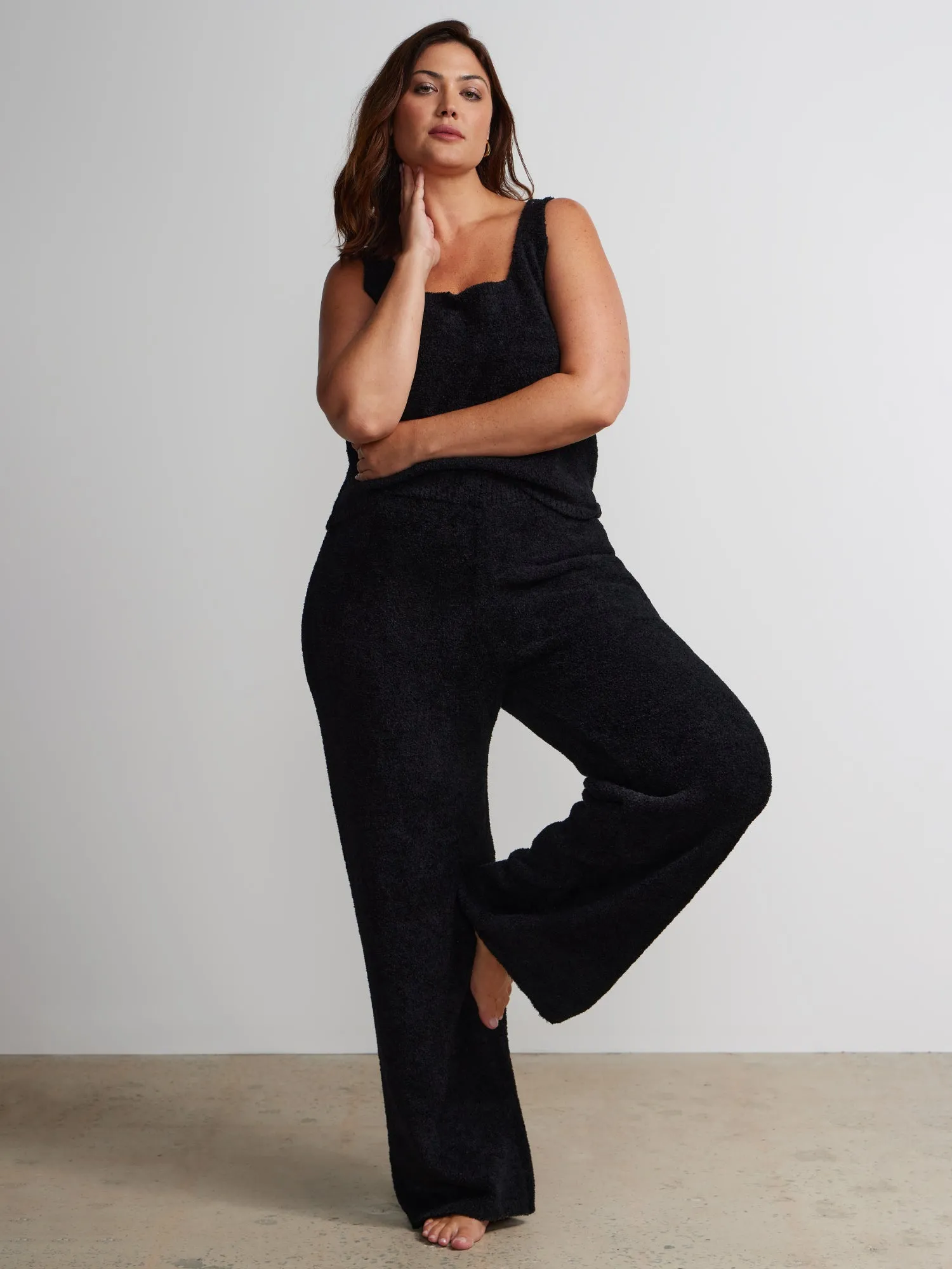 Plus Wide Leg Teddy Pant