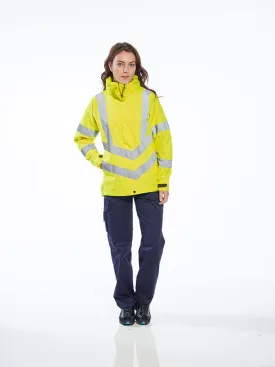 Portwest LW70 Ladies Breathable Safety Work Rain Jacket in Reflective HiVis ANSI