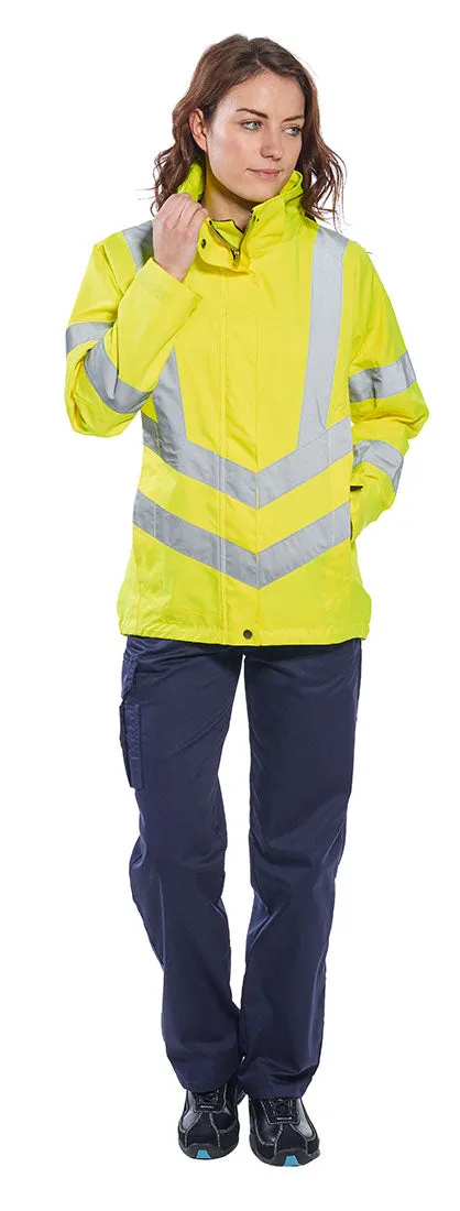 Portwest LW70 Ladies Breathable Safety Work Rain Jacket in Reflective HiVis ANSI