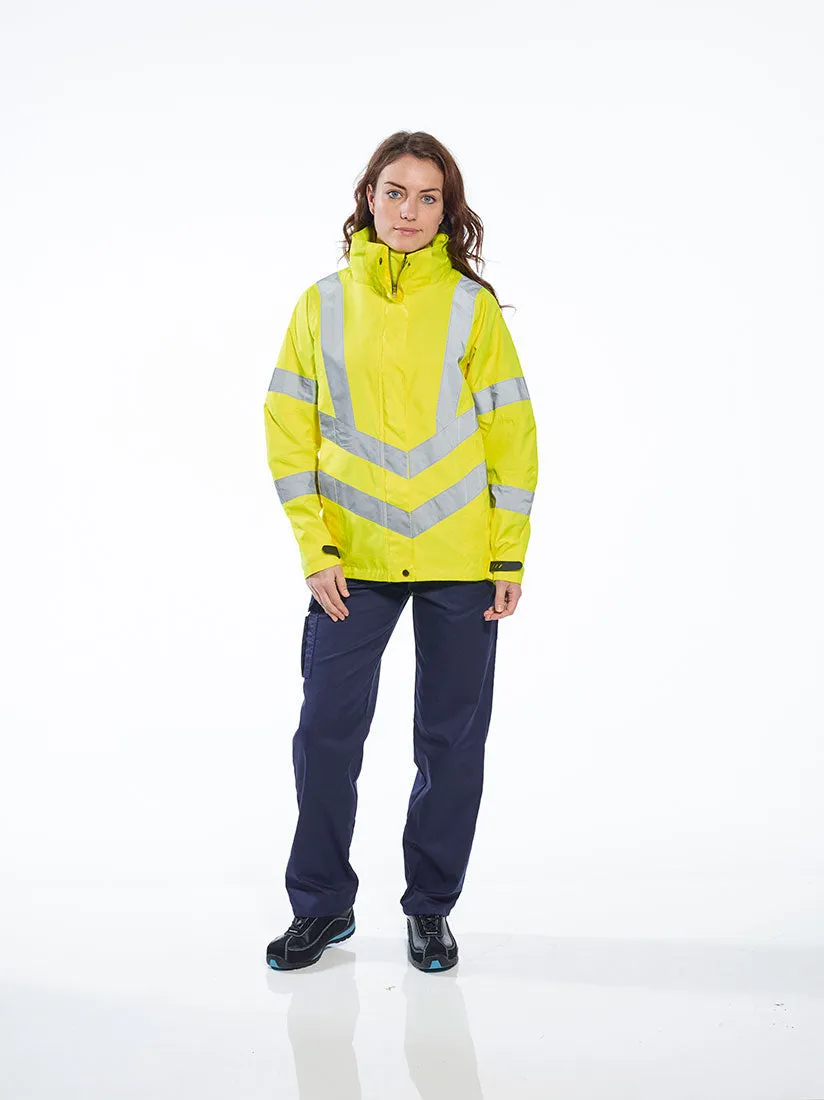 Portwest LW70 Ladies Breathable Safety Work Rain Jacket in Reflective HiVis ANSI