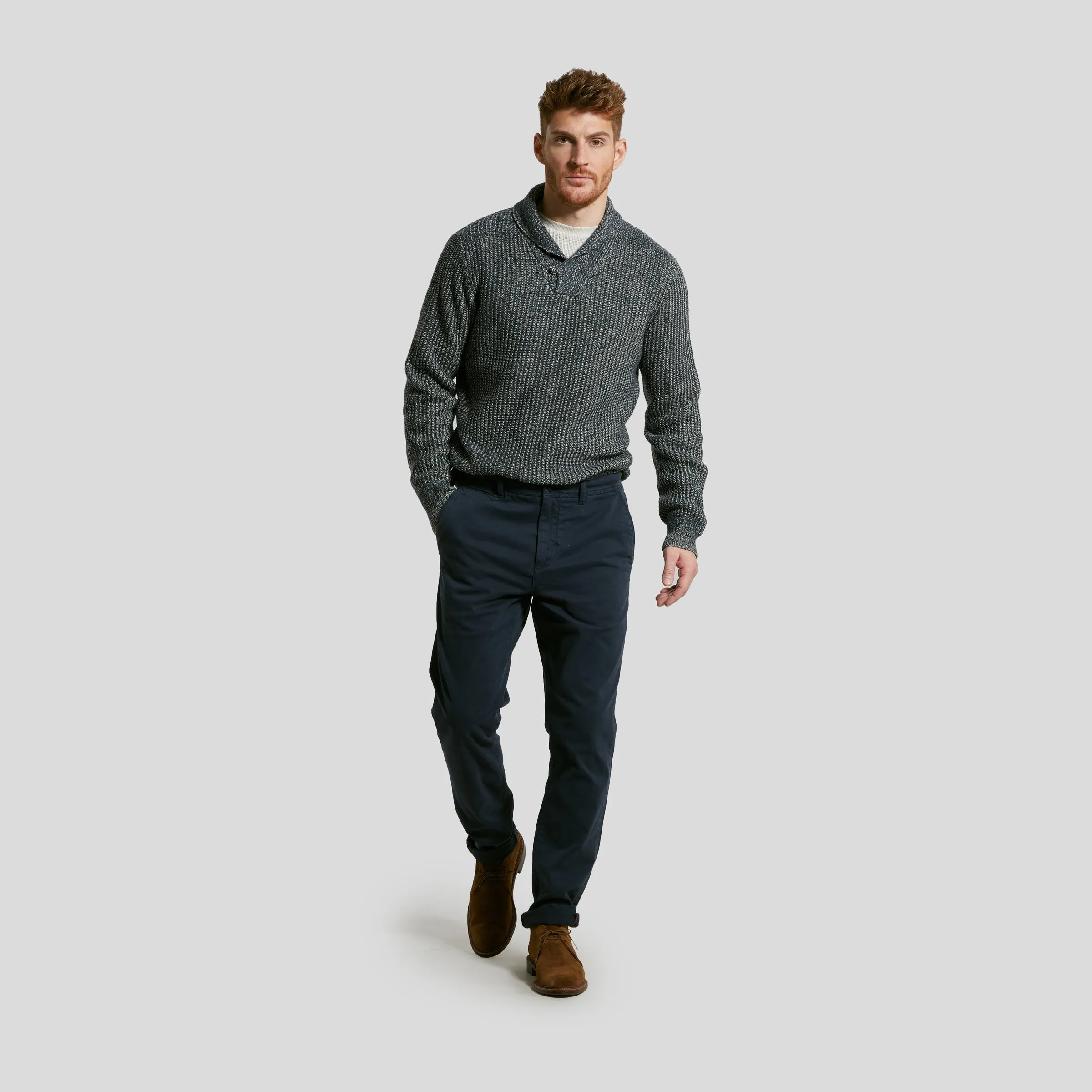 Precision Stretch Classic Fit Chino - Graphite Blue