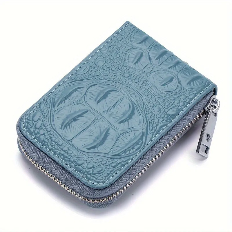 RFID Blocking Mens Card Wallet - Secure Zipper Around Design, Coin Purse & 12 Card Slots, Compact Clutch Money Purse for Everyday Use