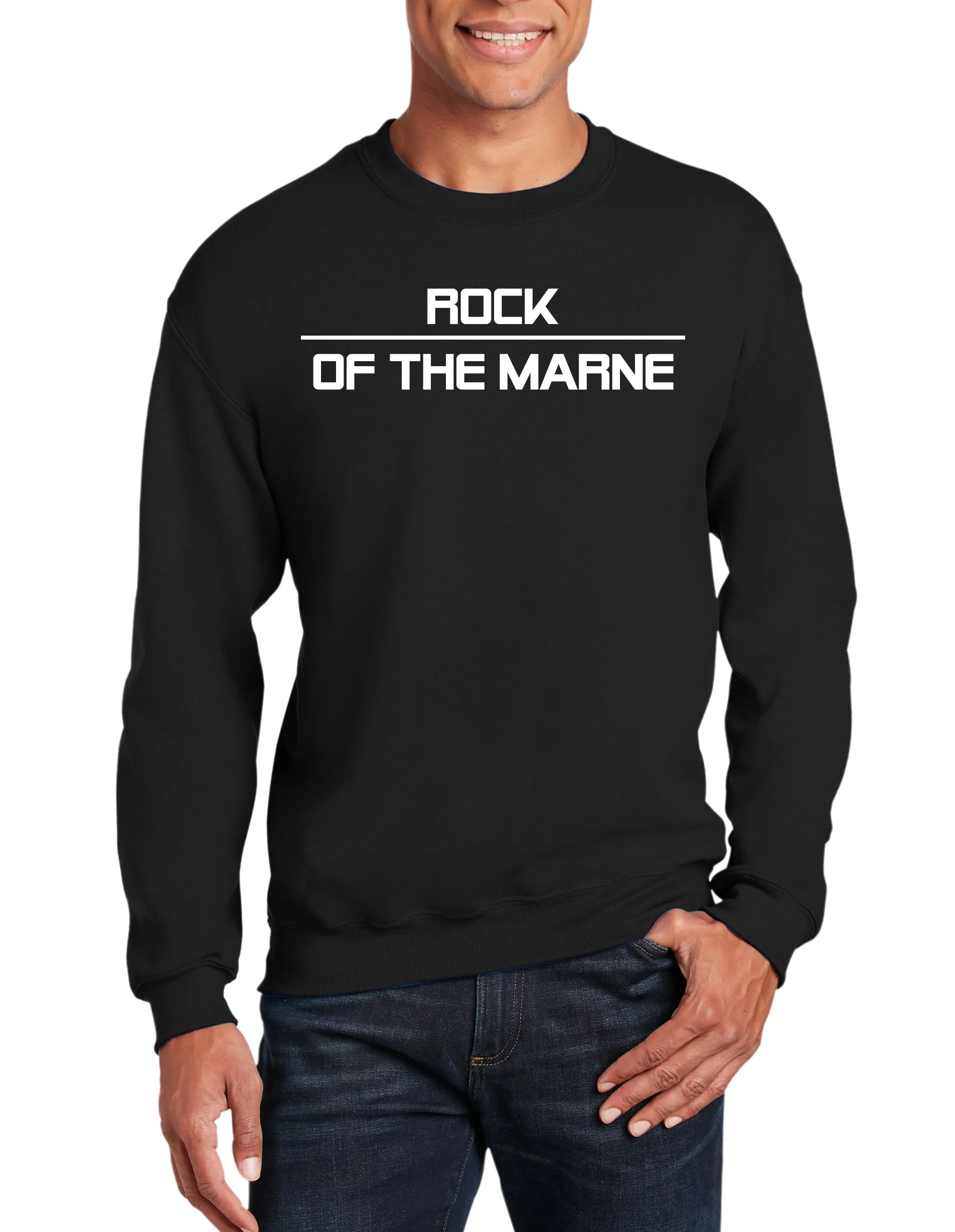 Rock of The Marne - (Color Design on Back) Crewneck Unisex Sweatshirt. Comes in Multiple Colors