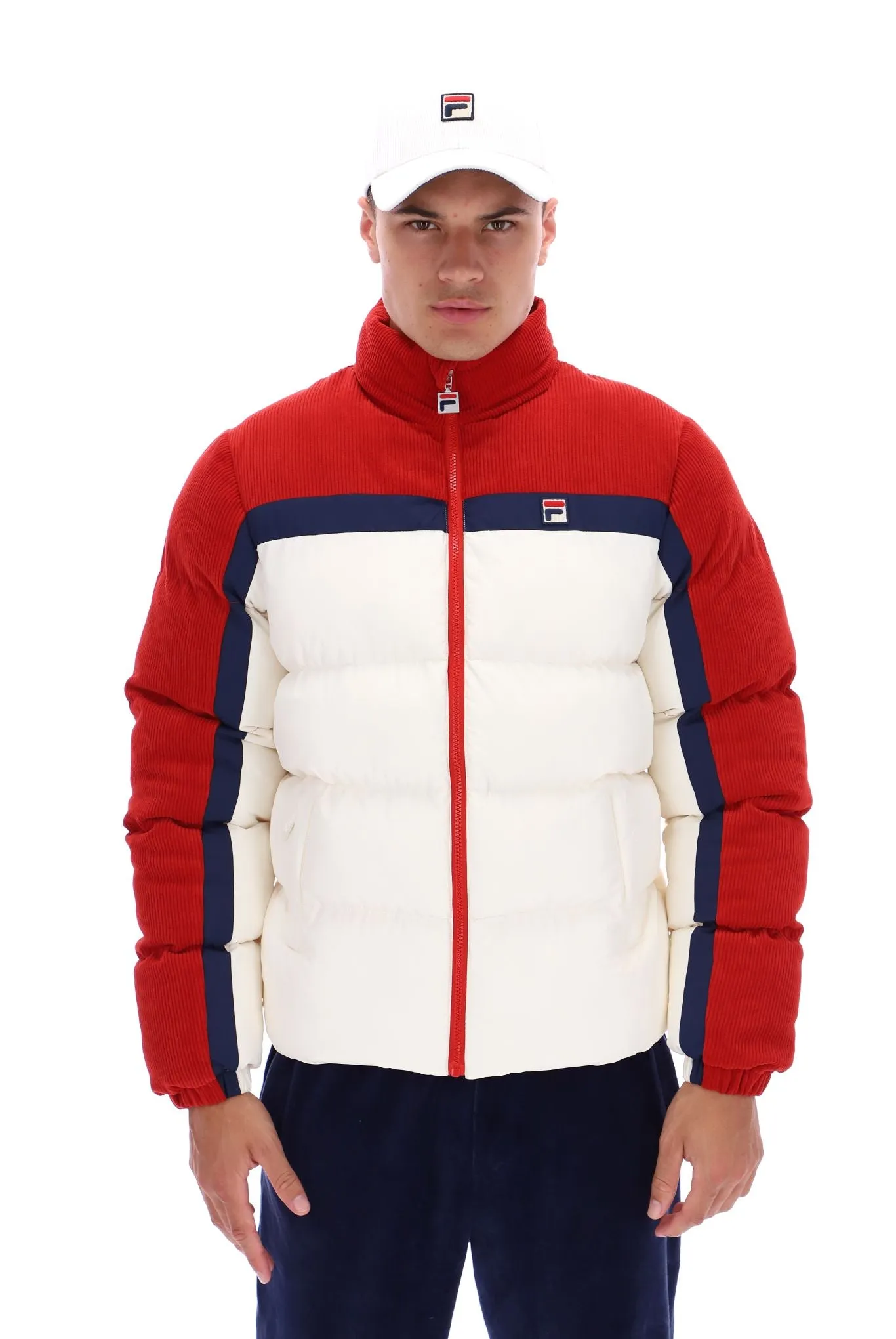 Rowan Corduroy Mix Colour Block Puffer Jacket