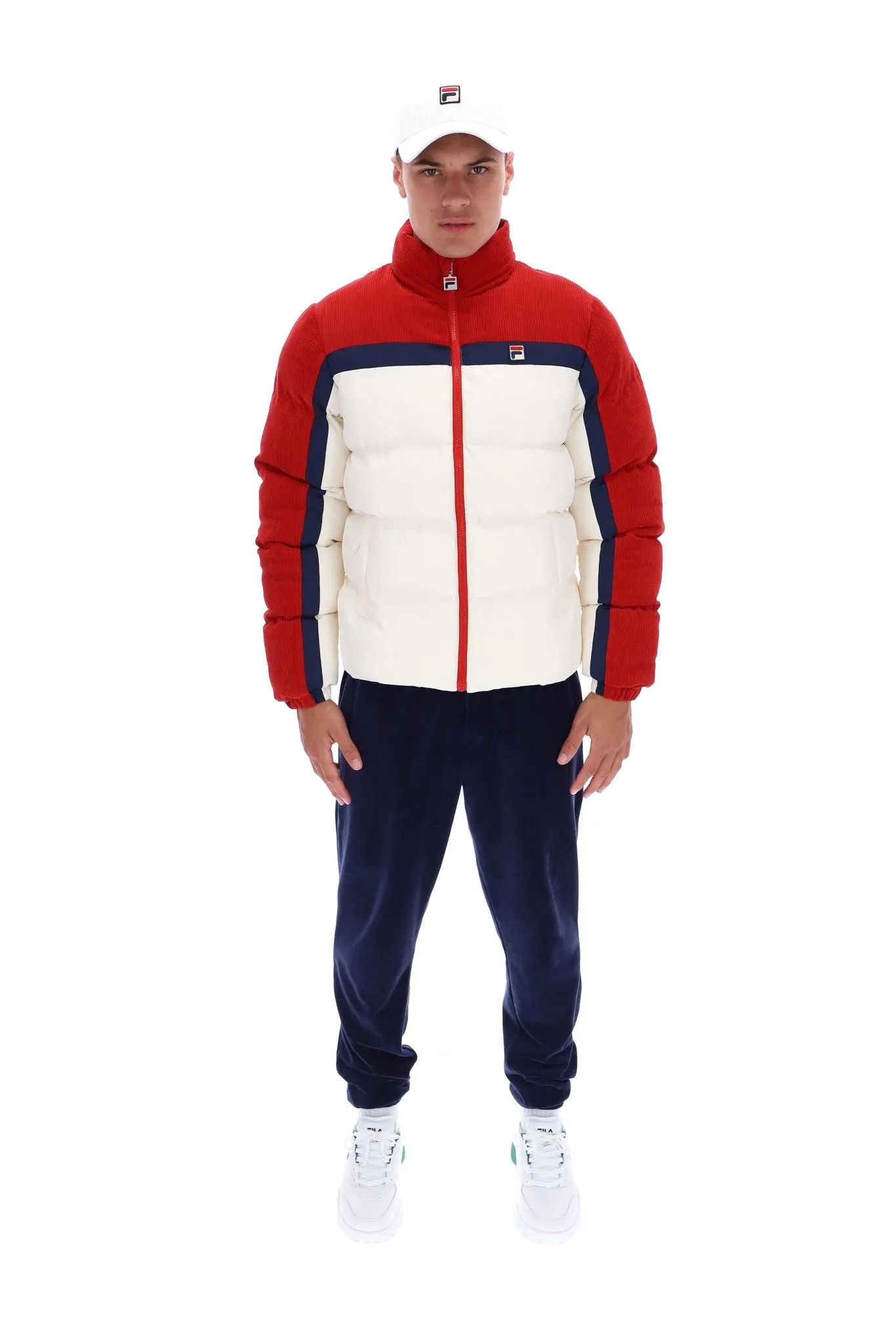 Rowan Corduroy Mix Colour Block Puffer Jacket