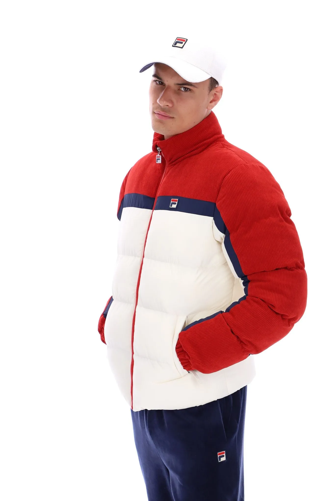 Rowan Corduroy Mix Colour Block Puffer Jacket