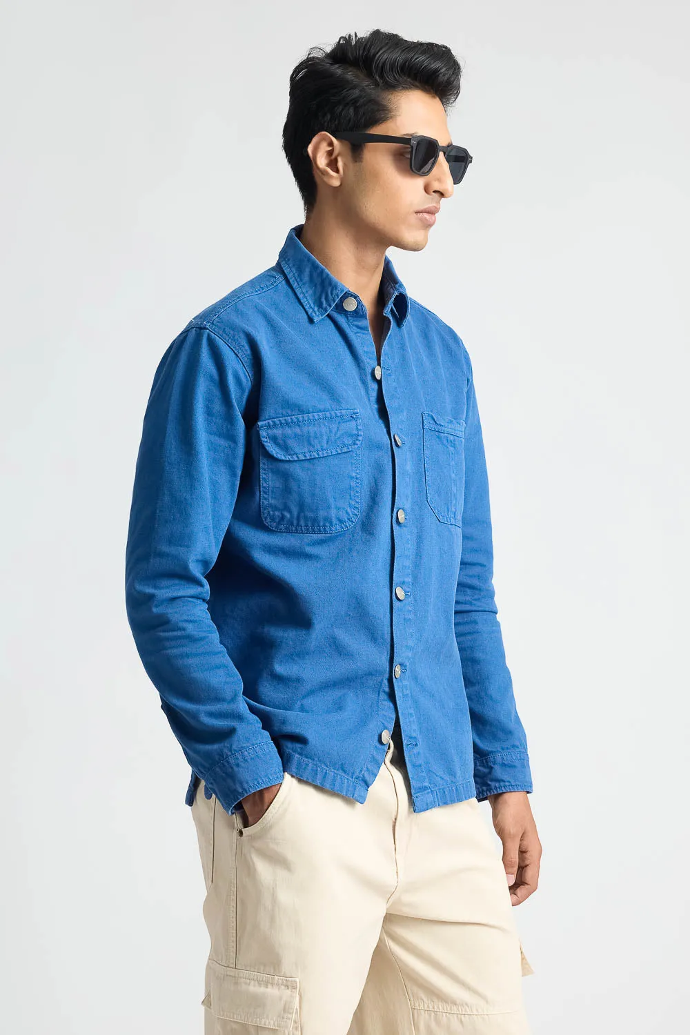 Royal Blue Men's Shacket