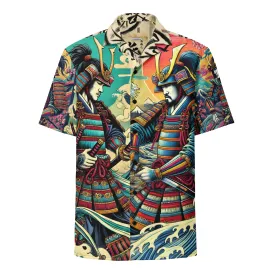 Samurai Summer Shirt: Unisex Button-Up with Epic Japanese Art