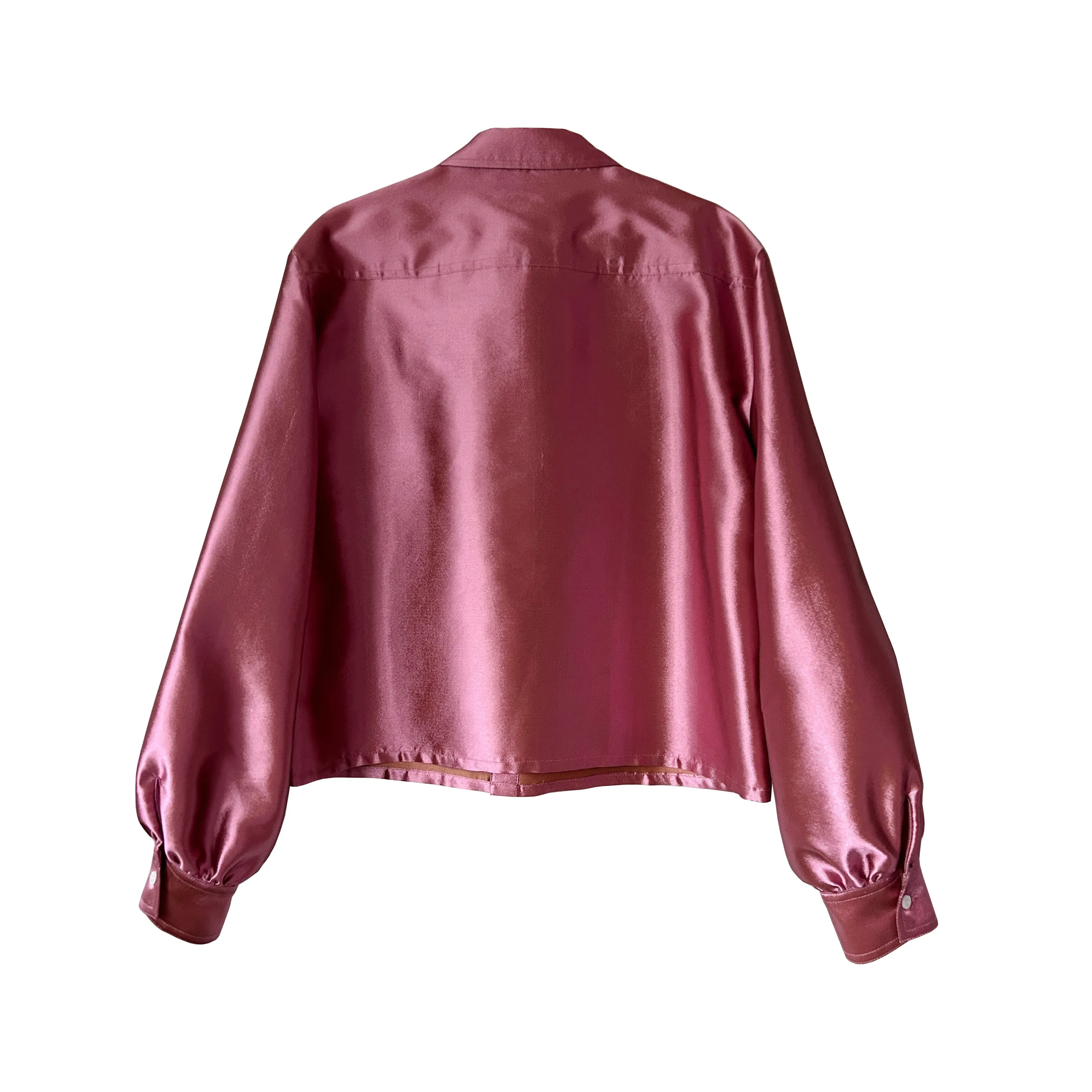 Satin Military Blouse in Metallic Pink