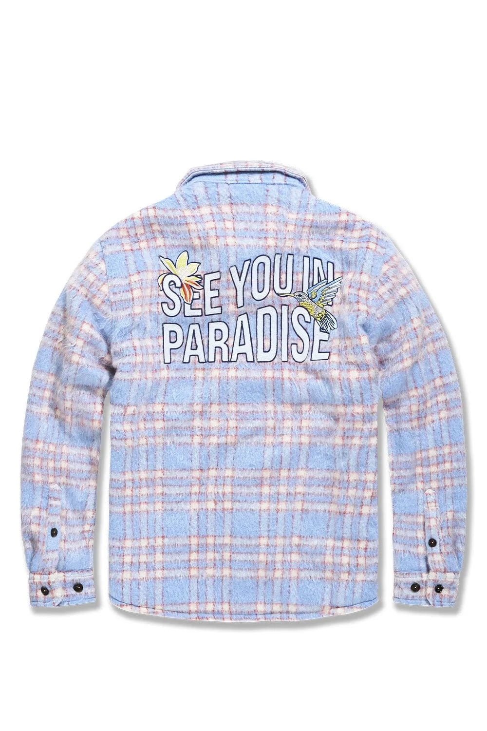 See You In Paradise Flannel Shacket (Sky Blue)