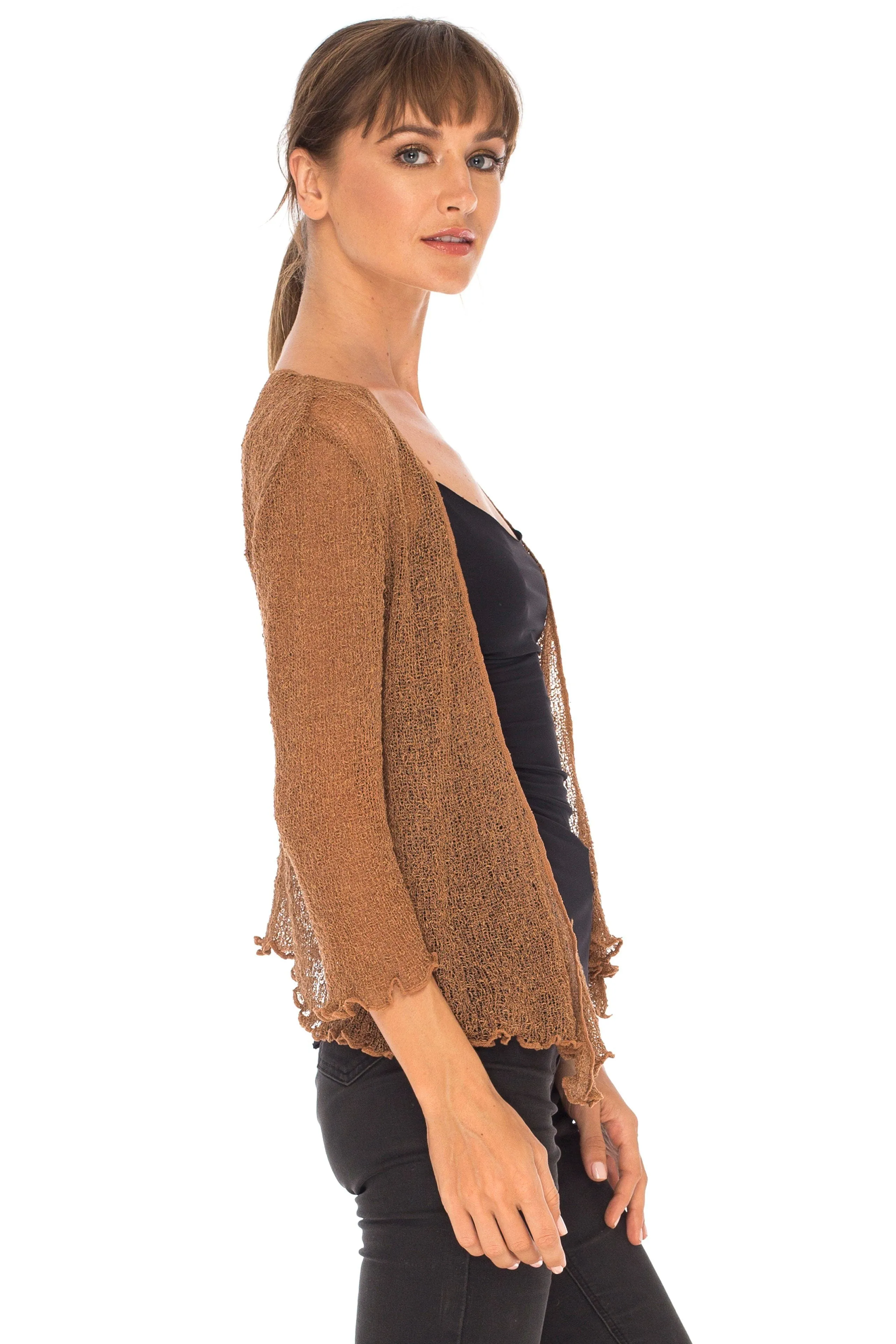 Sheer Shrug - Lightweight Knit Cardigan by SHU-SHI