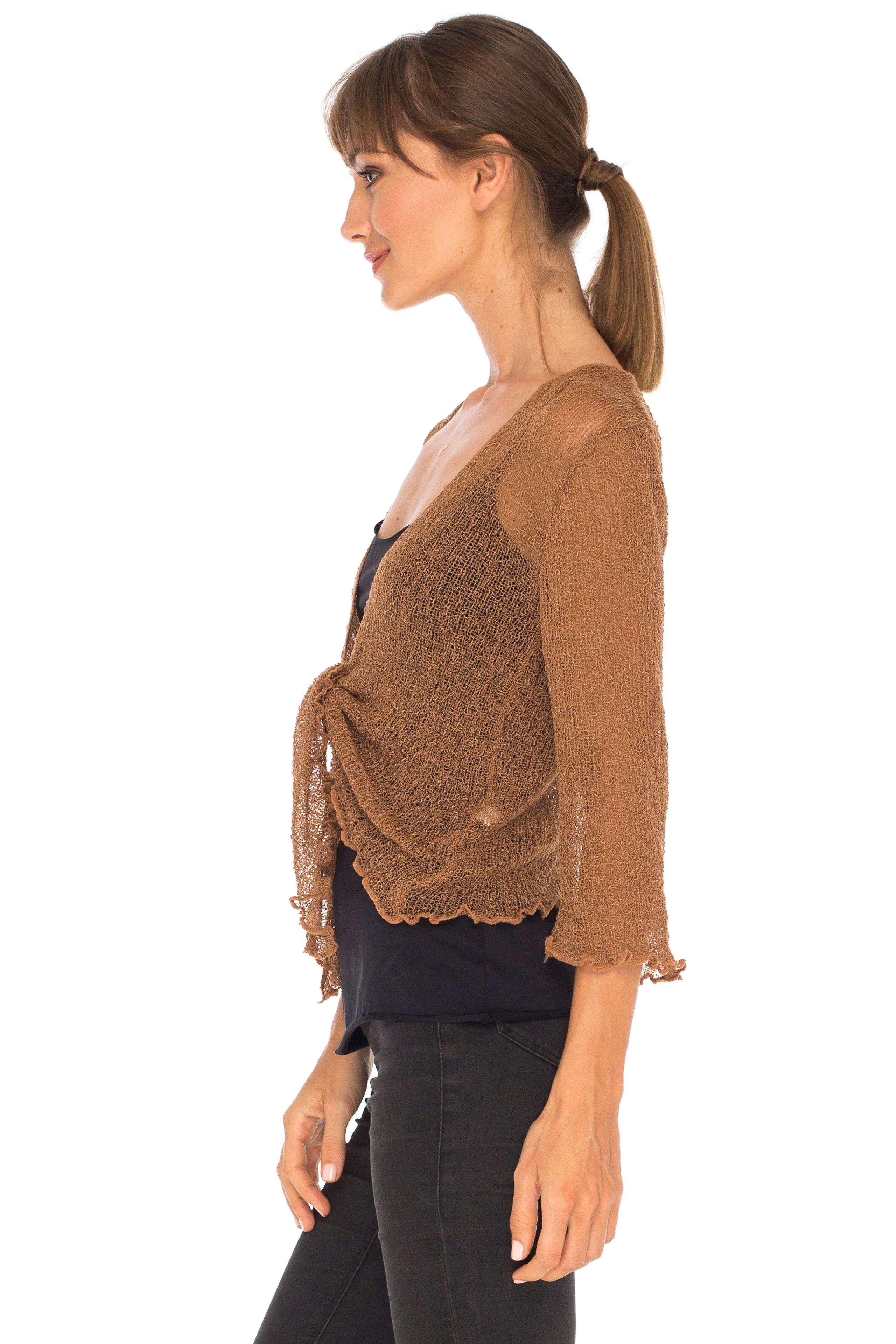 Sheer Shrug - Lightweight Knit Cardigan by SHU-SHI