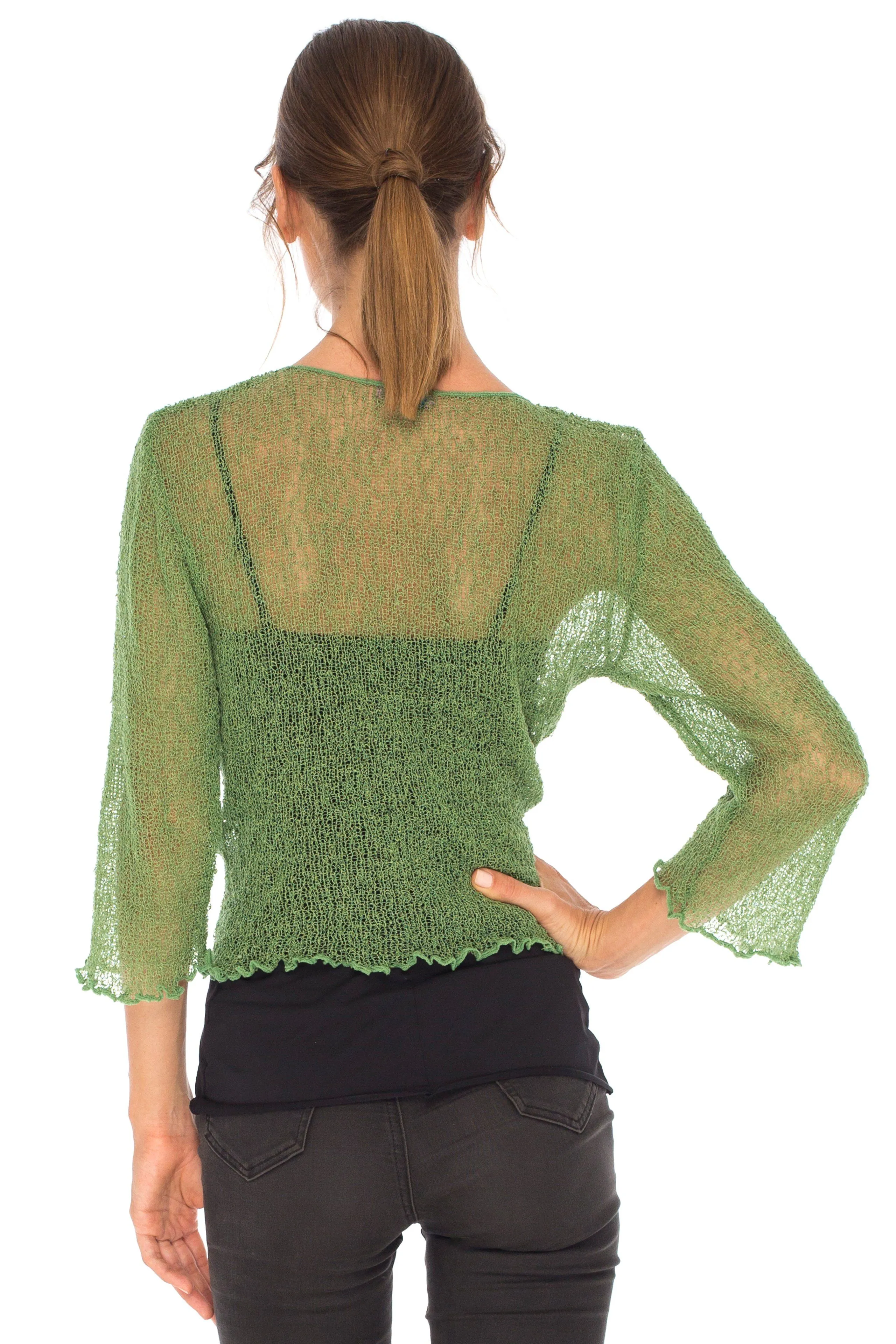 Sheer Shrug - Lightweight Knit Cardigan by SHU-SHI