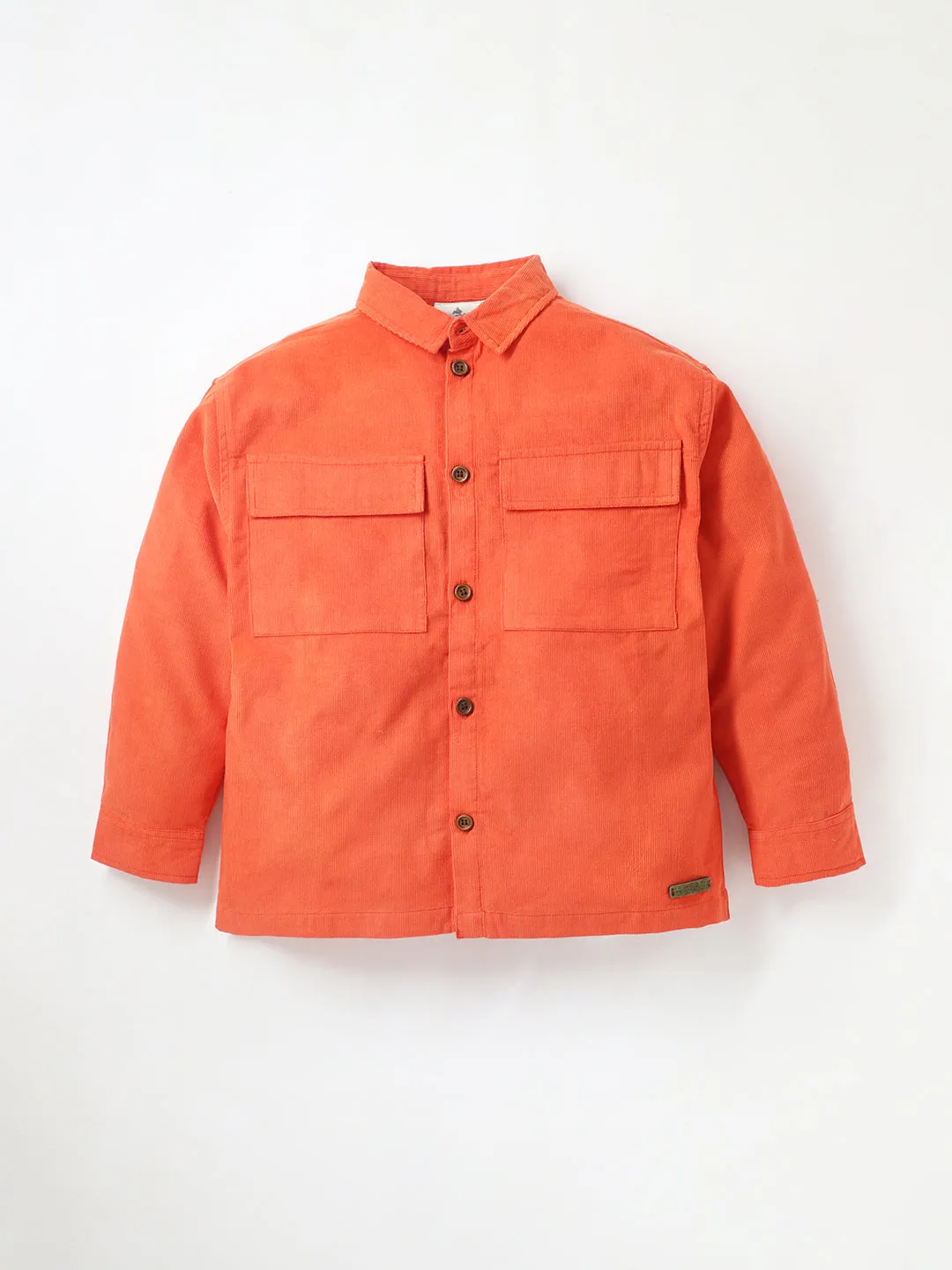 Sunny Delight Orange Double Pocket Corduroy Shirt