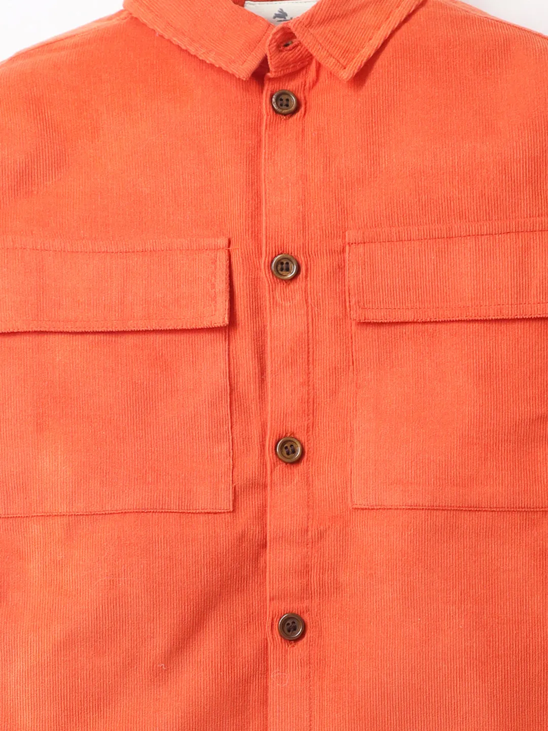 Sunny Delight Orange Double Pocket Corduroy Shirt