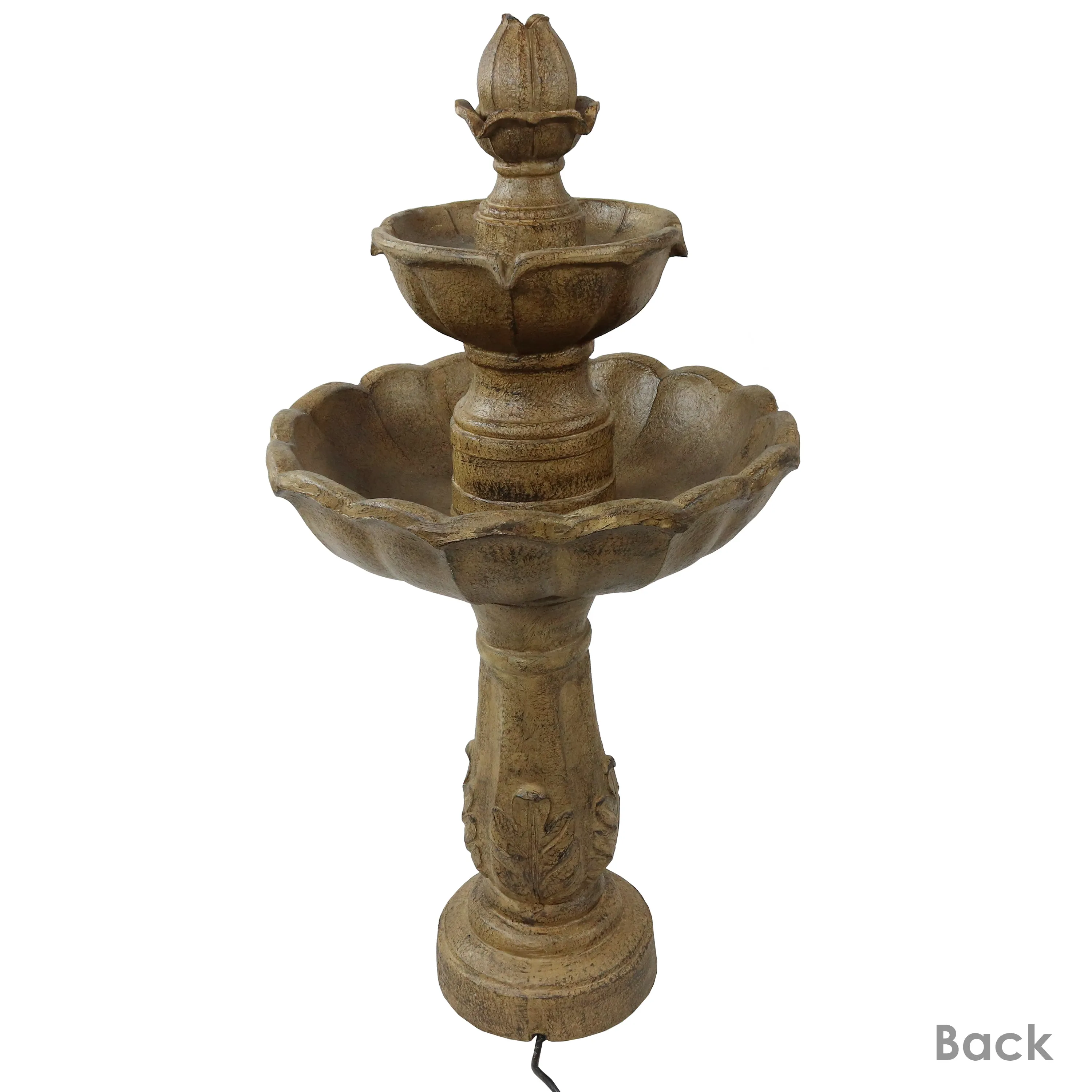 Sunnydaze 2-Tier Blooming Flower Outdoor Water Fountain - 38" H