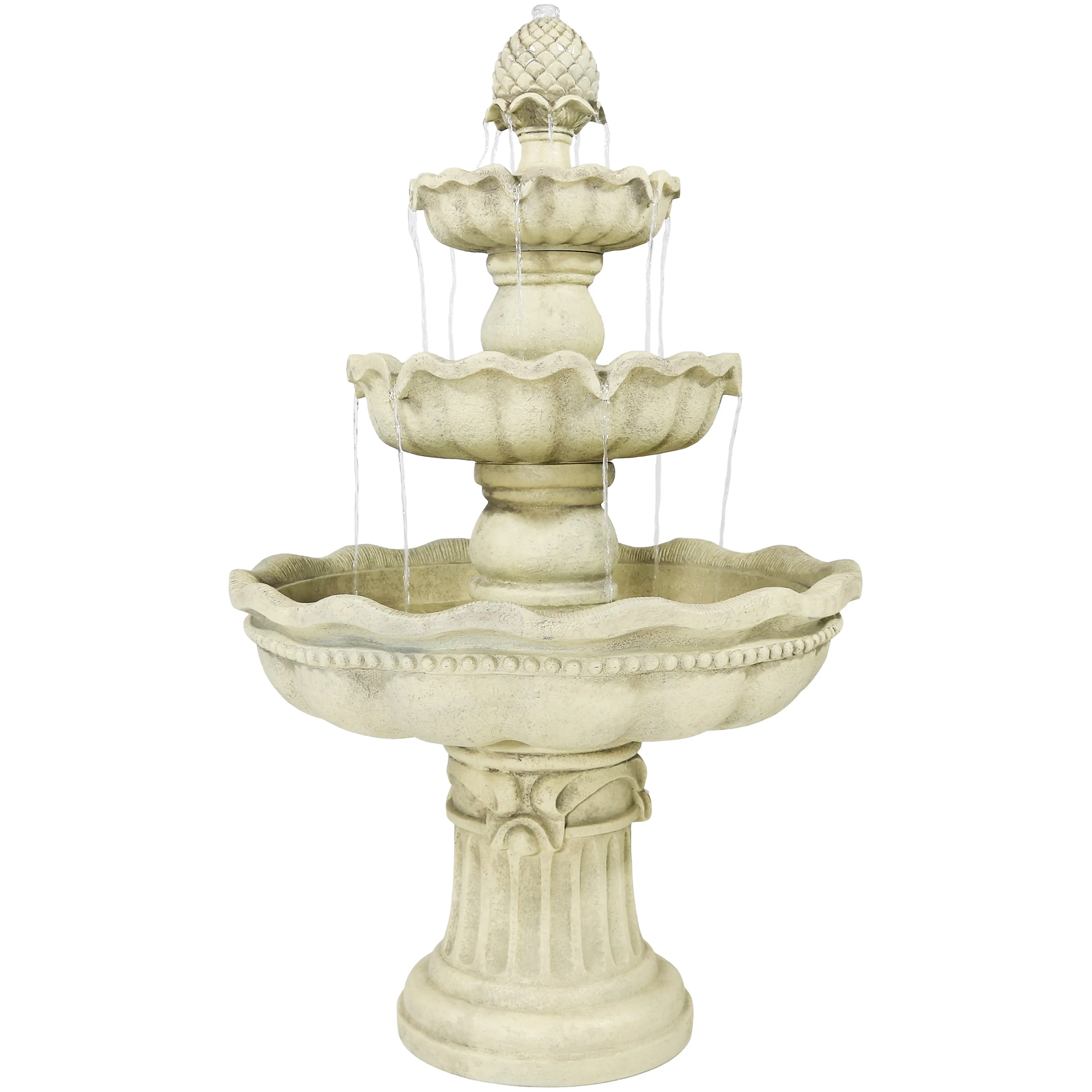 Sunnydaze 3-Tier Pineapple Garden Fountain - White - 51" H