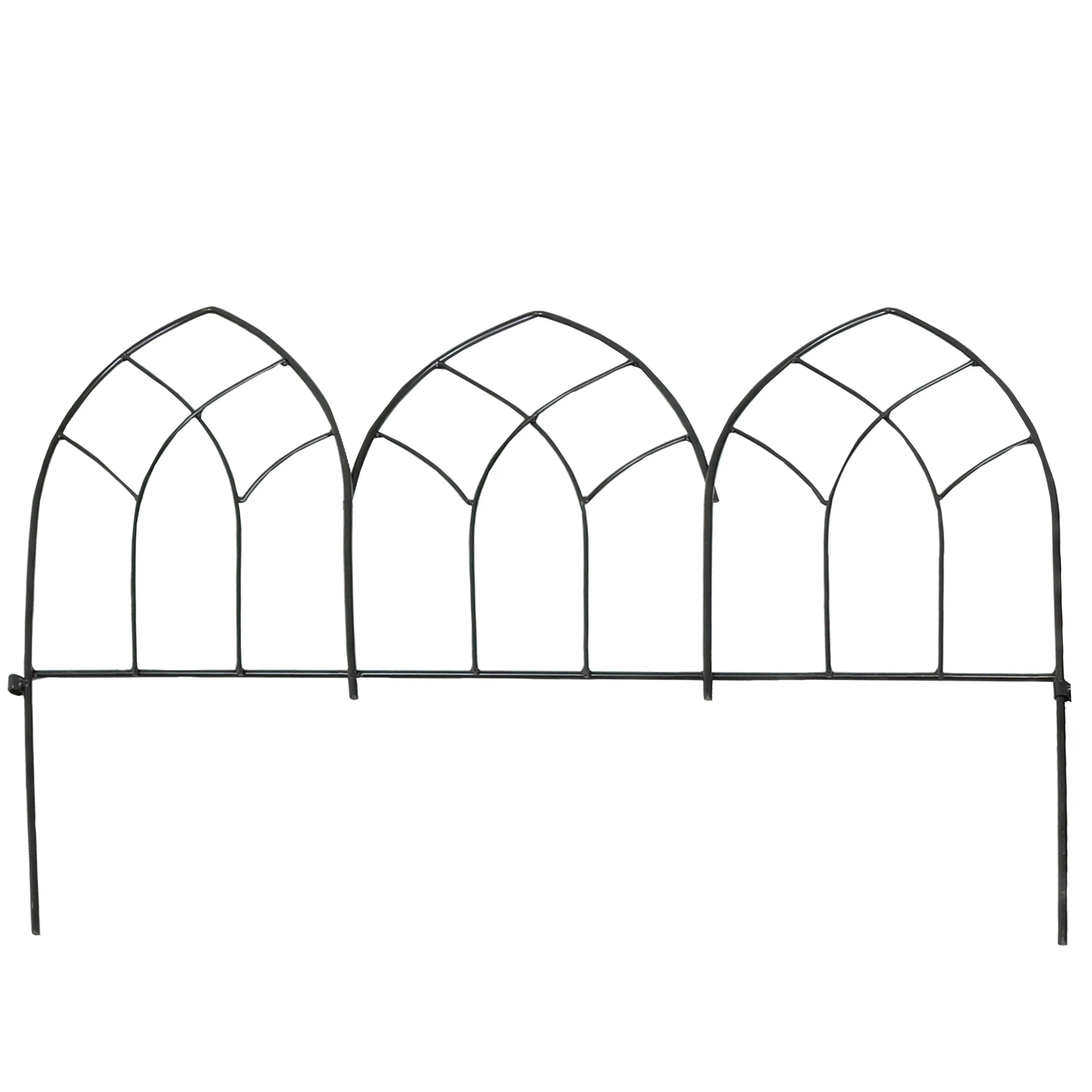 Sunnydaze 5-Piece Narbonne Steel Garden Fence Panels - 9' Overall