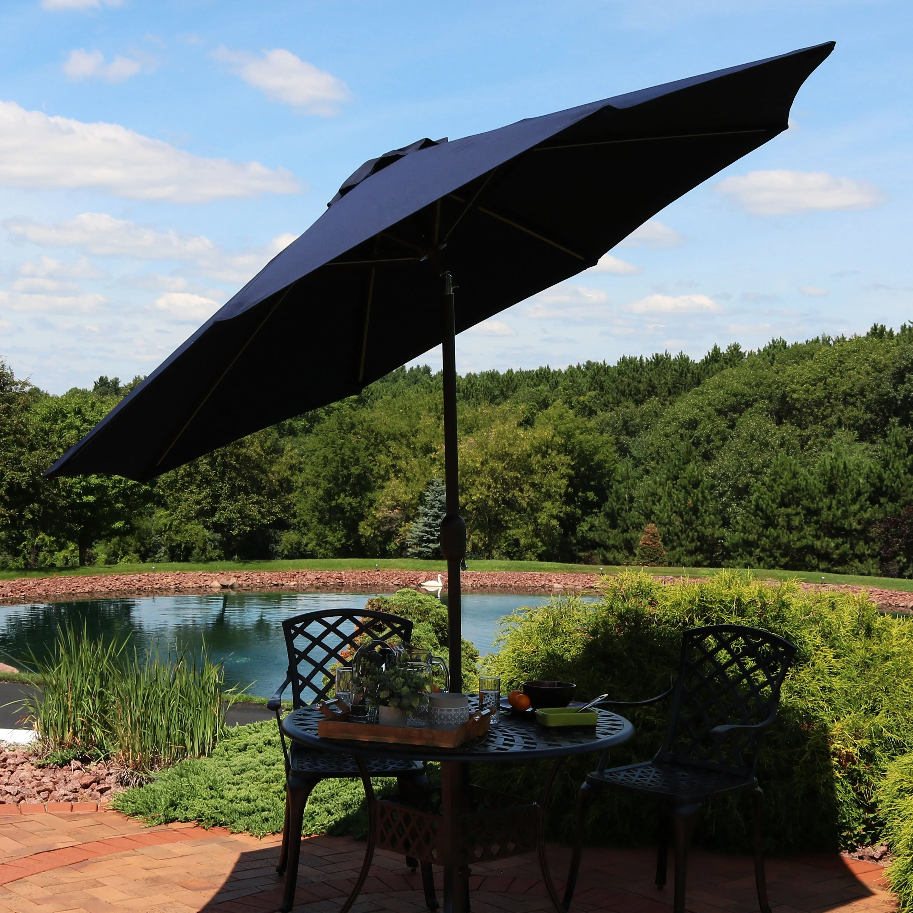 Sunnydaze 9' Aluminum Sunbrella Umbrella with Auto Tilt and Crank