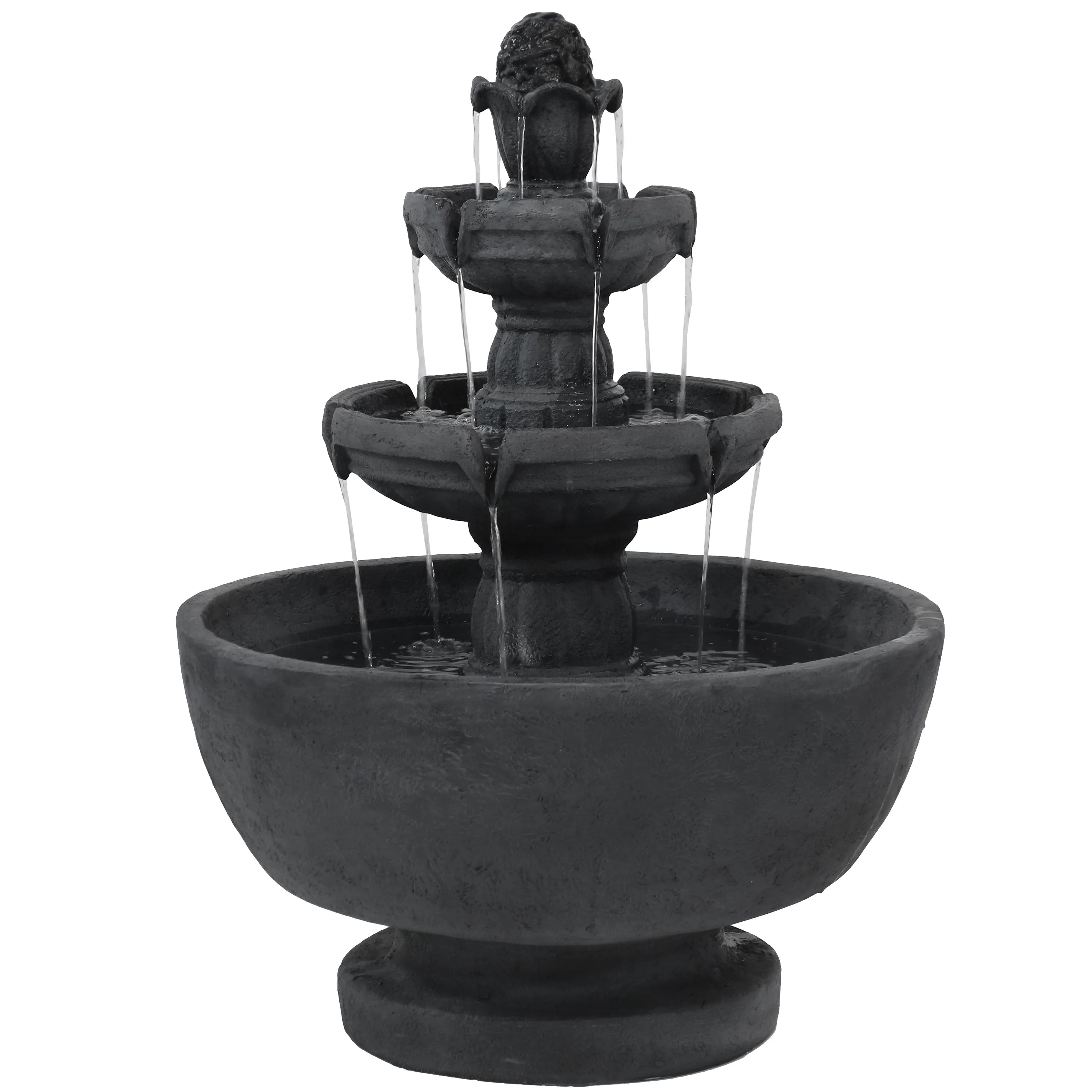 Sunnydaze Budding Fruition 3-Tier Outdoor Water Fountain - 34" H