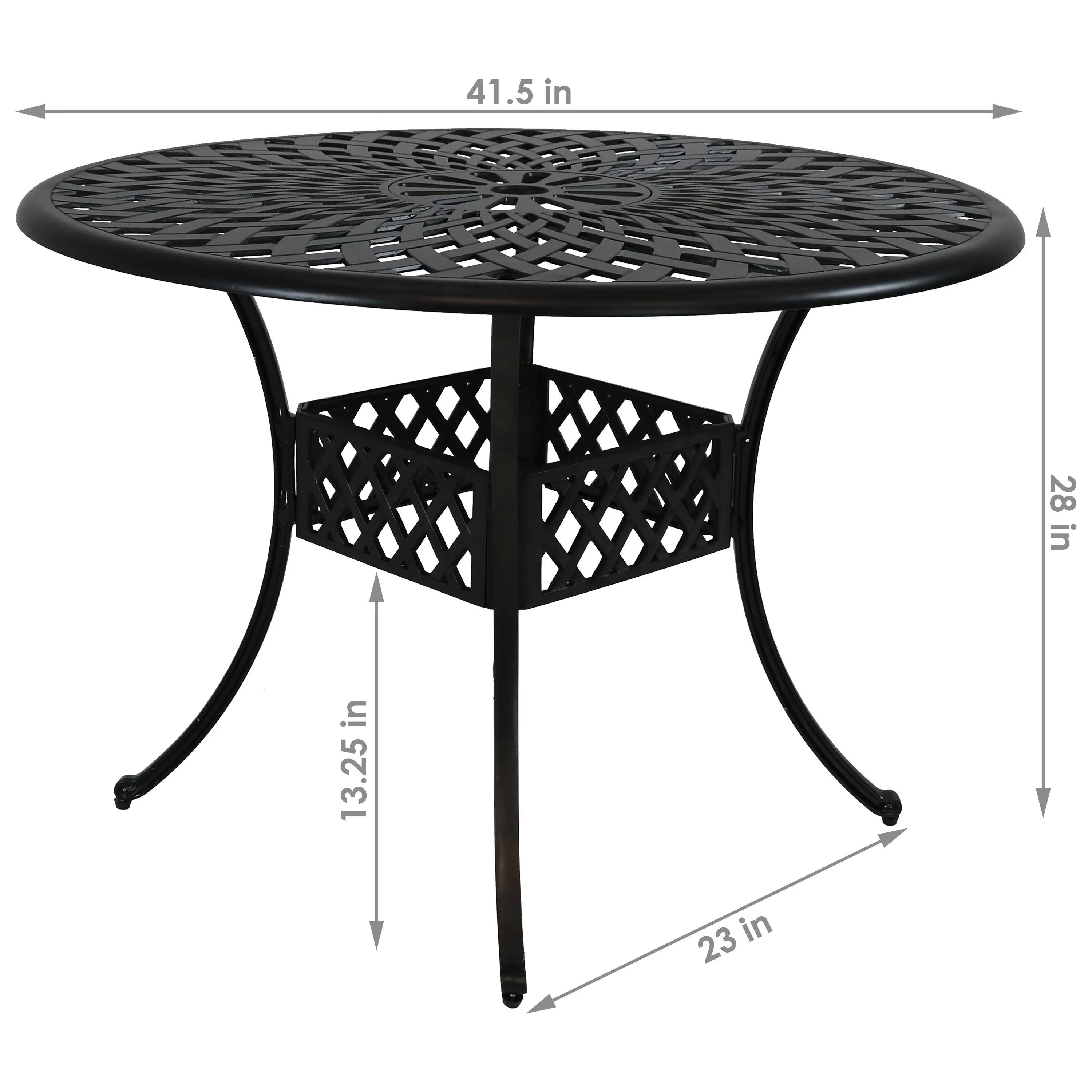 Sunnydaze Crossweave Cast Aluminum Round Patio Table - 41" Diameter