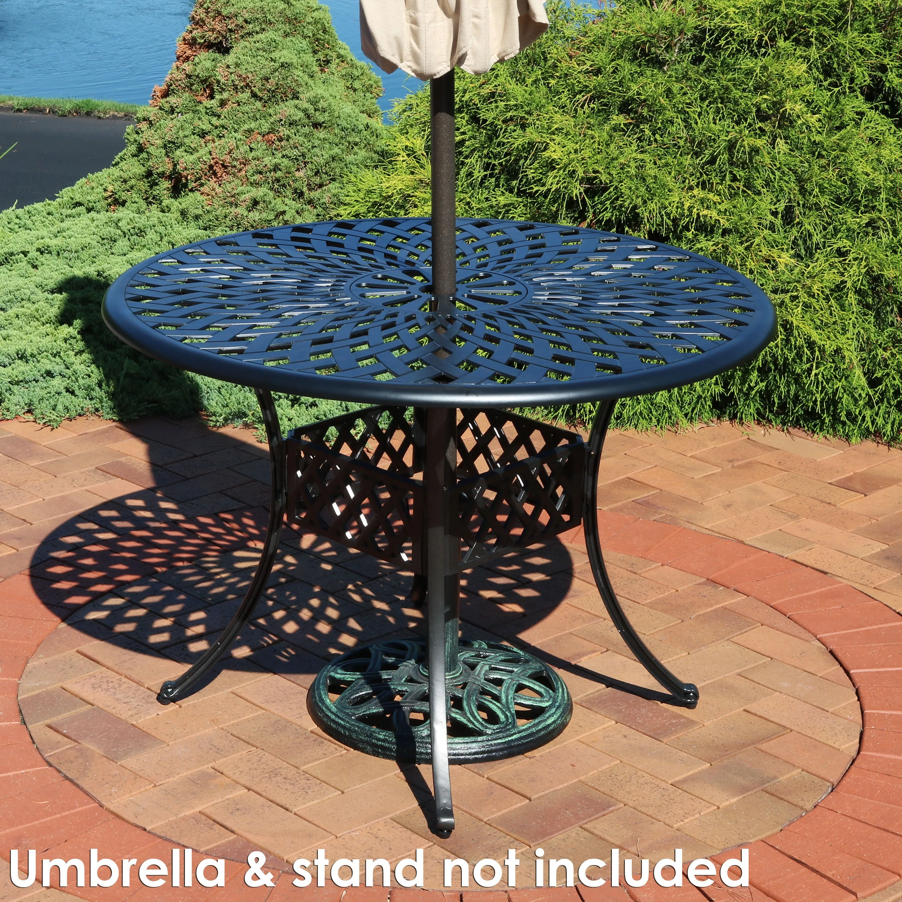 Sunnydaze Crossweave Cast Aluminum Round Patio Table - 41" Diameter