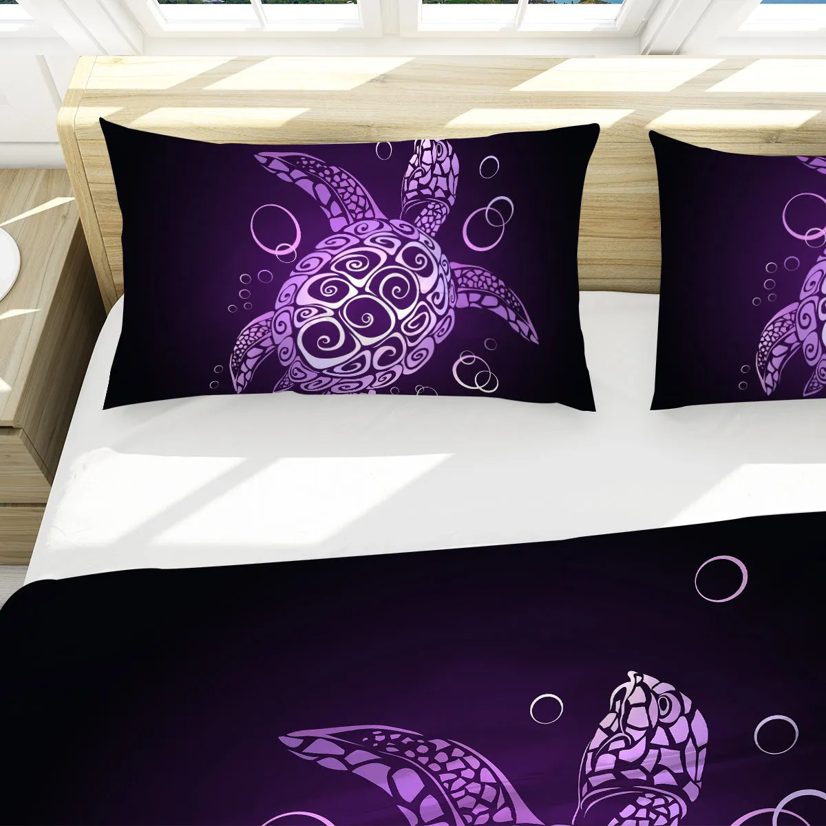 The Purple Turtle Twist Reversible Bed Cover Set