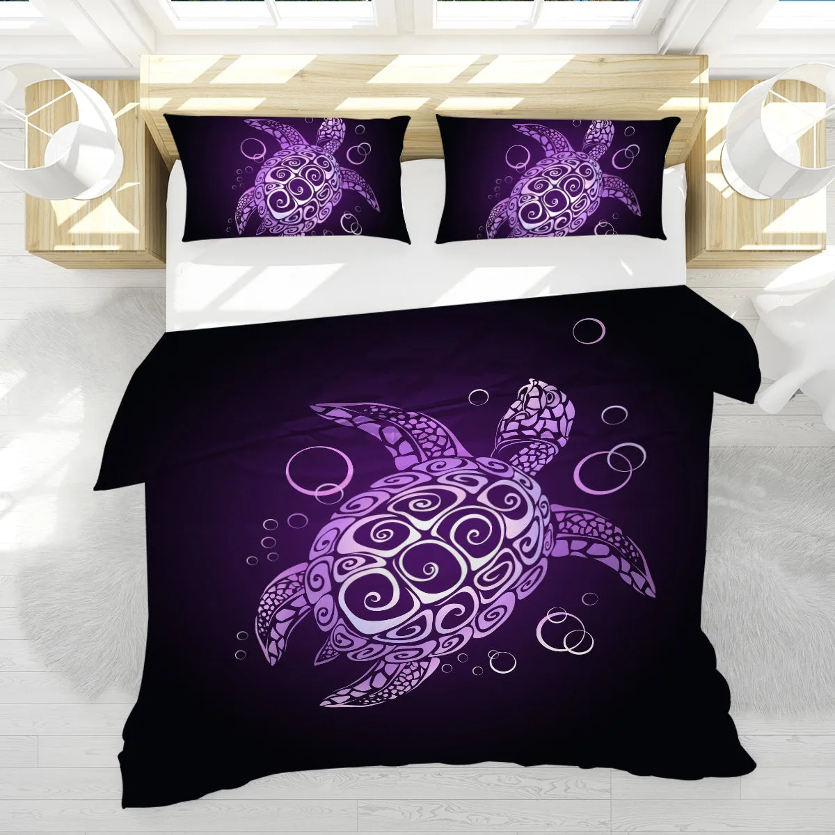 The Purple Turtle Twist Reversible Bed Cover Set