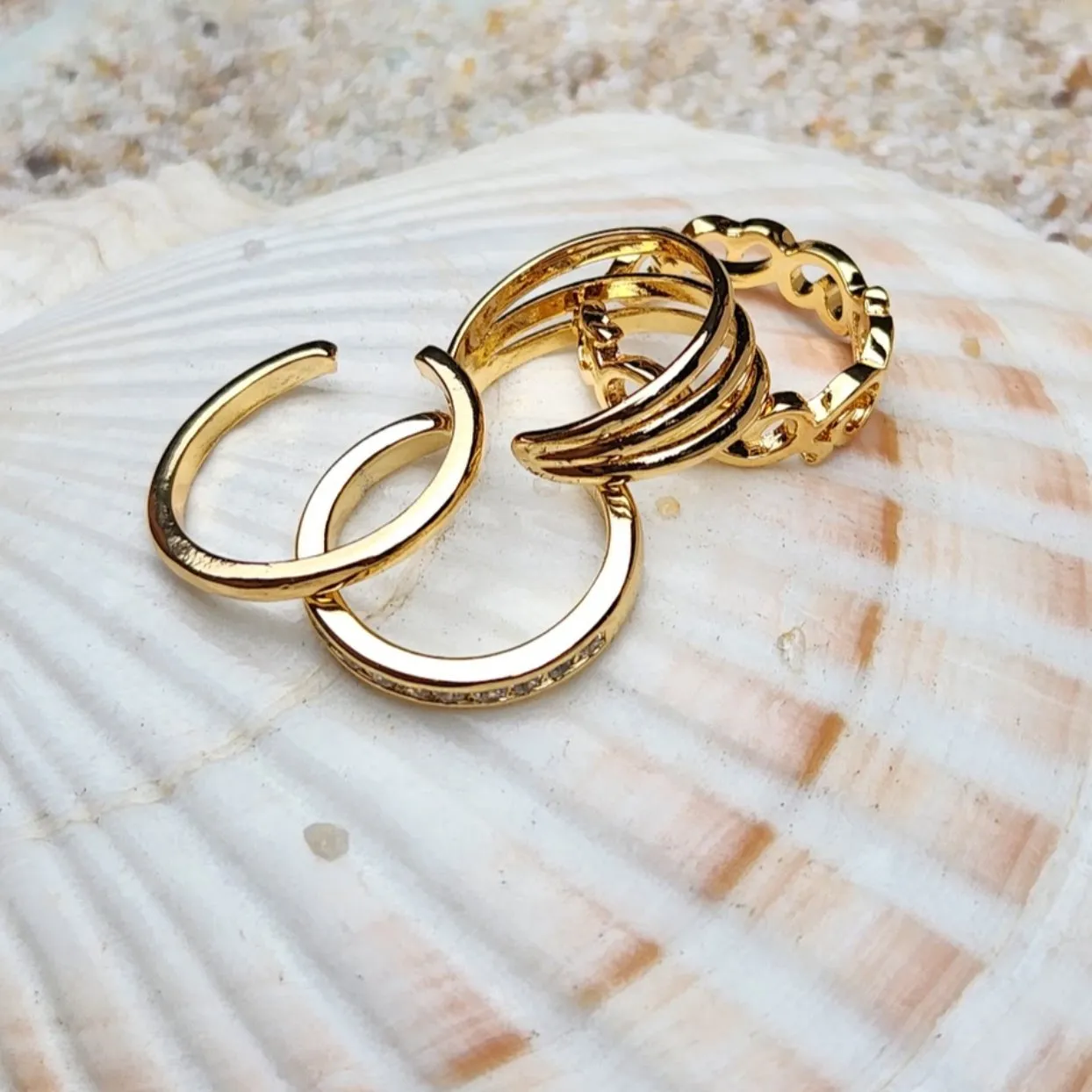 TOE RING SET  -  SET OF FOUR ROSE GOLD/ SILVER / 14K GOLD WATERPROOF TOE RINGS