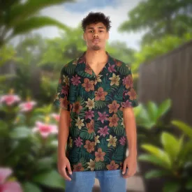 Tropical Hibiscus Plumeria Men's Hawaiian Shirt