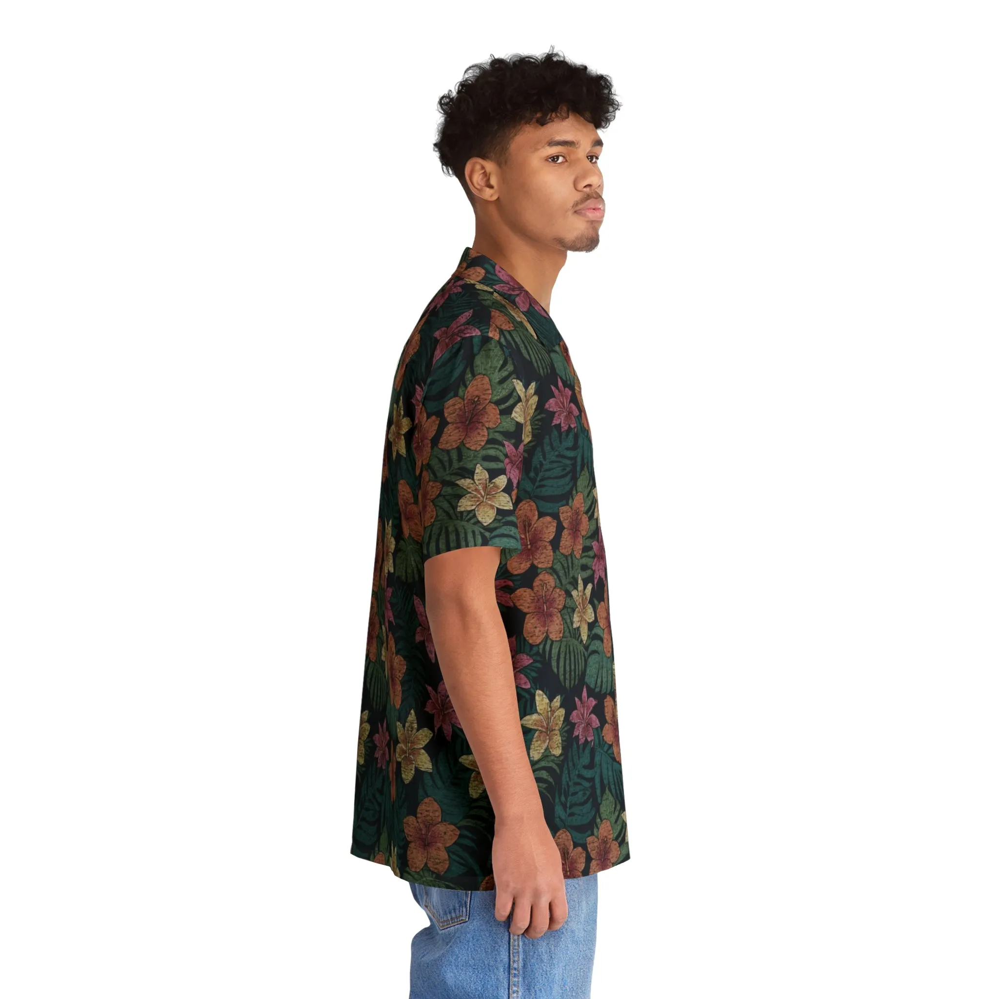 Tropical Hibiscus Plumeria Men's Hawaiian Shirt