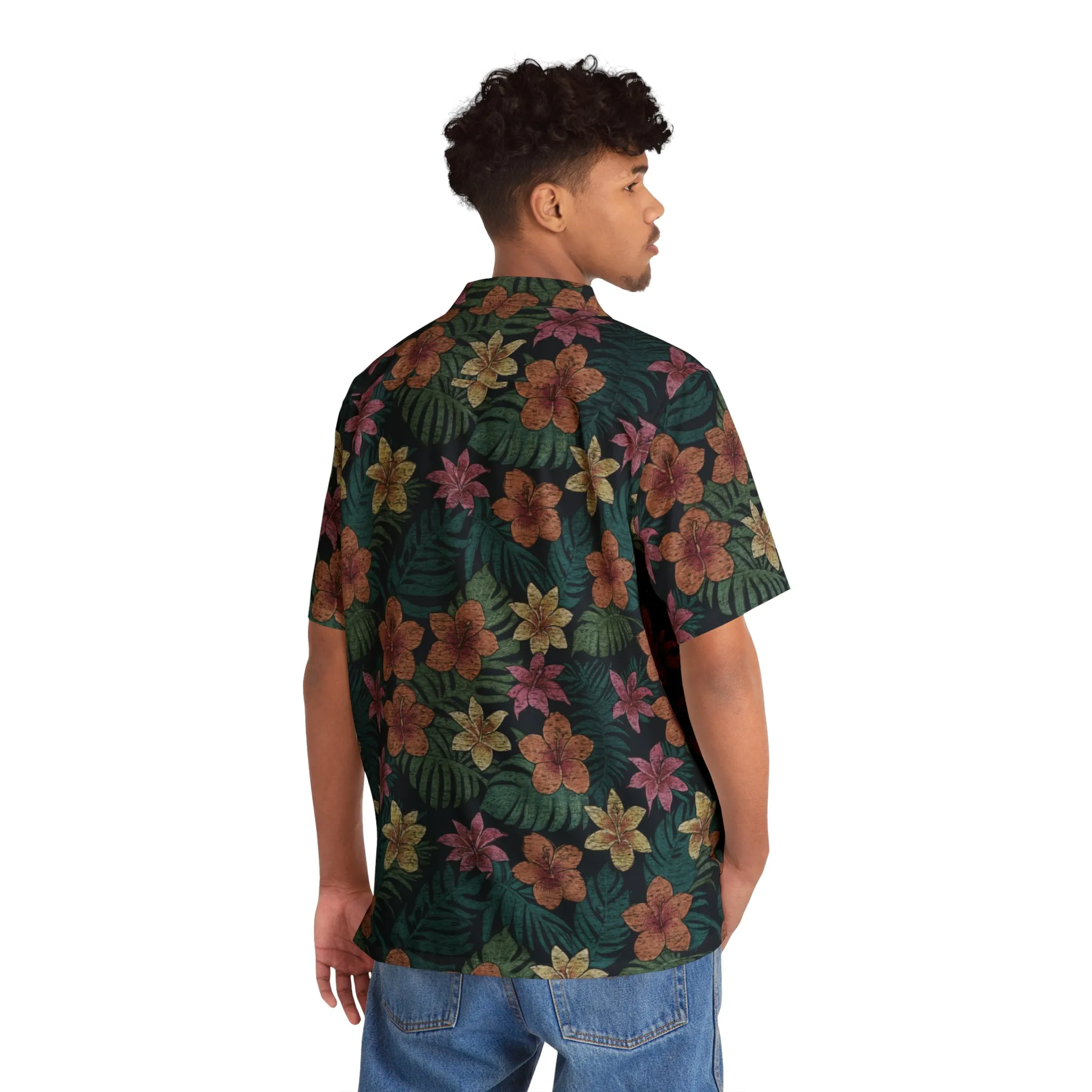 Tropical Hibiscus Plumeria Men's Hawaiian Shirt