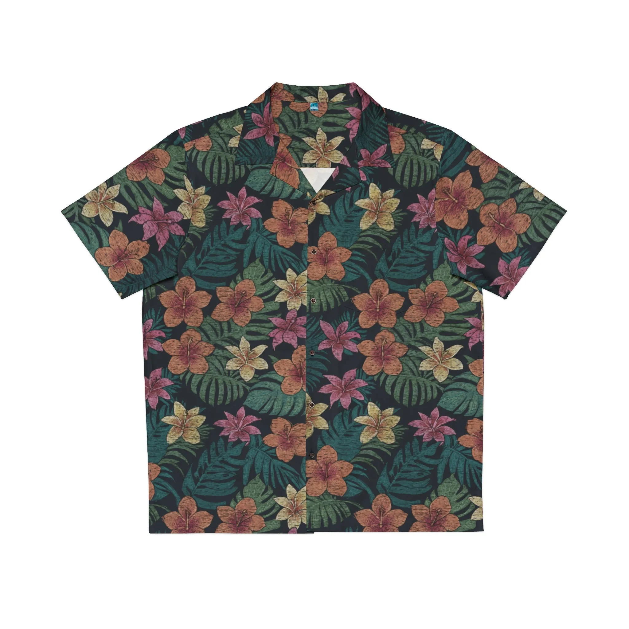 Tropical Hibiscus Plumeria Men's Hawaiian Shirt