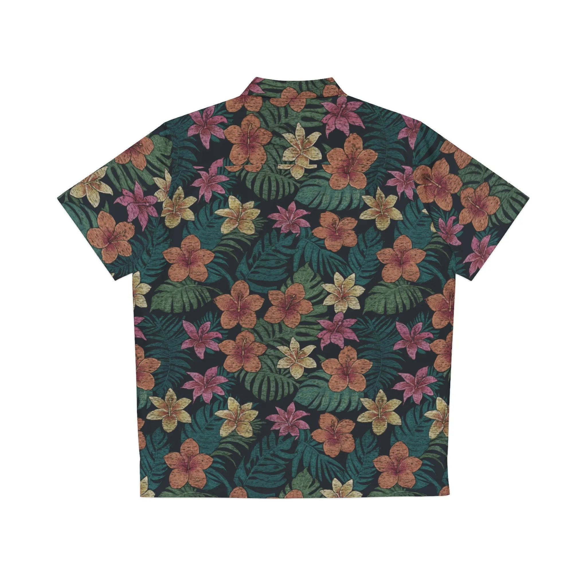 Tropical Hibiscus Plumeria Men's Hawaiian Shirt