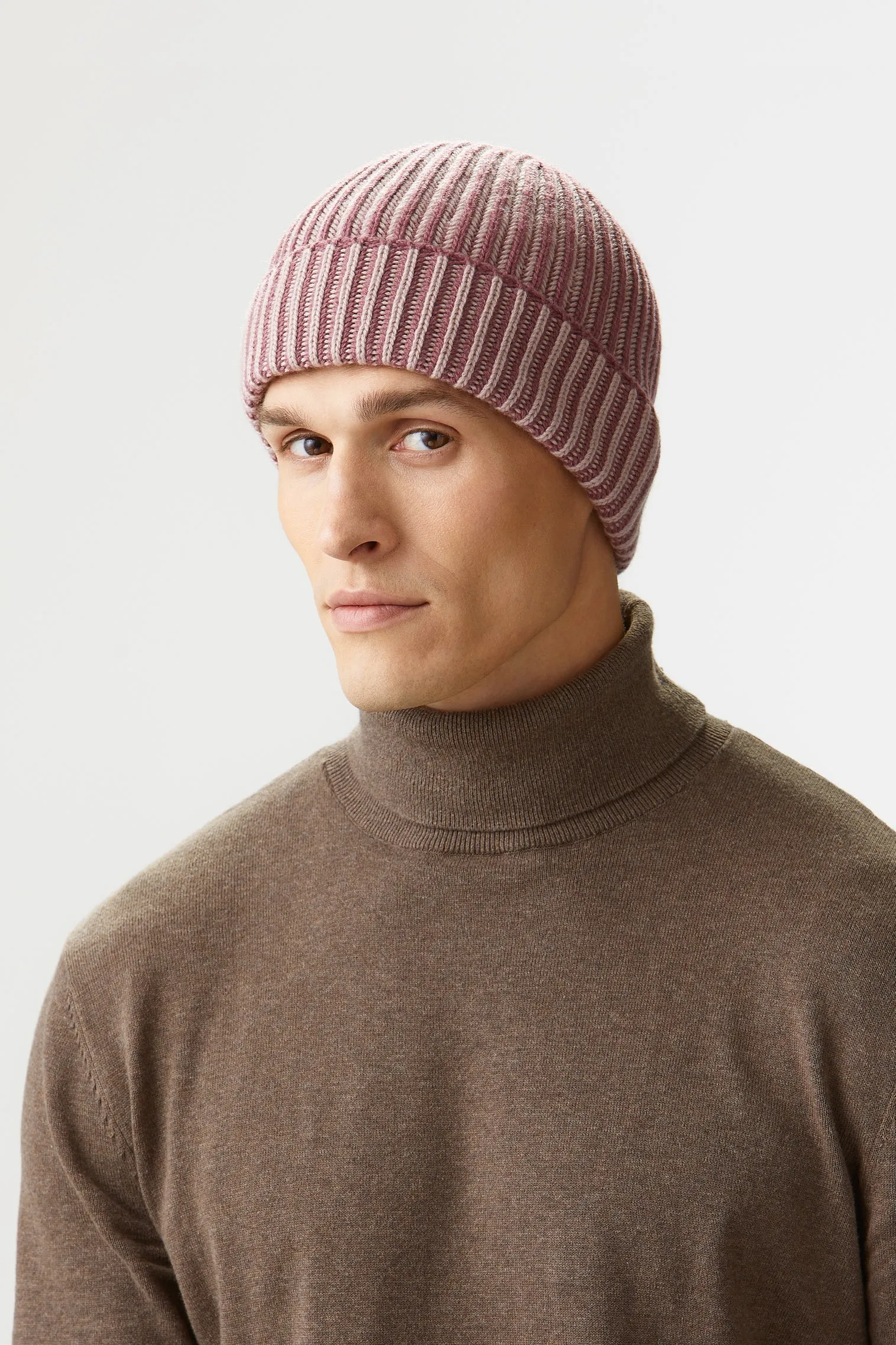 Two-Tone Cashmere Ski Beanie