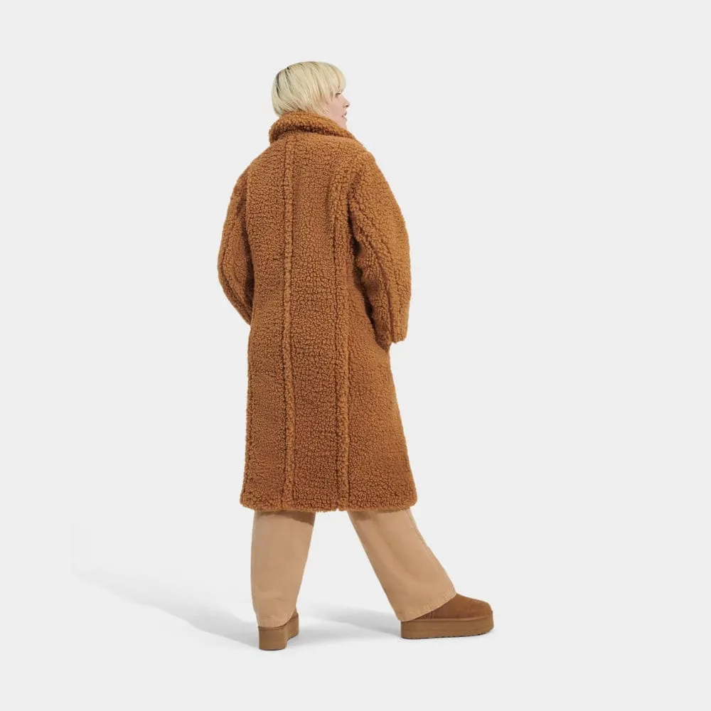 Ugg Gertrude Long Teddy Coat in Chestnut