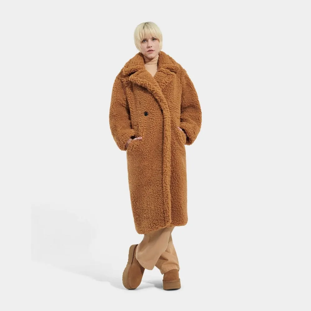 Ugg Gertrude Long Teddy Coat in Chestnut