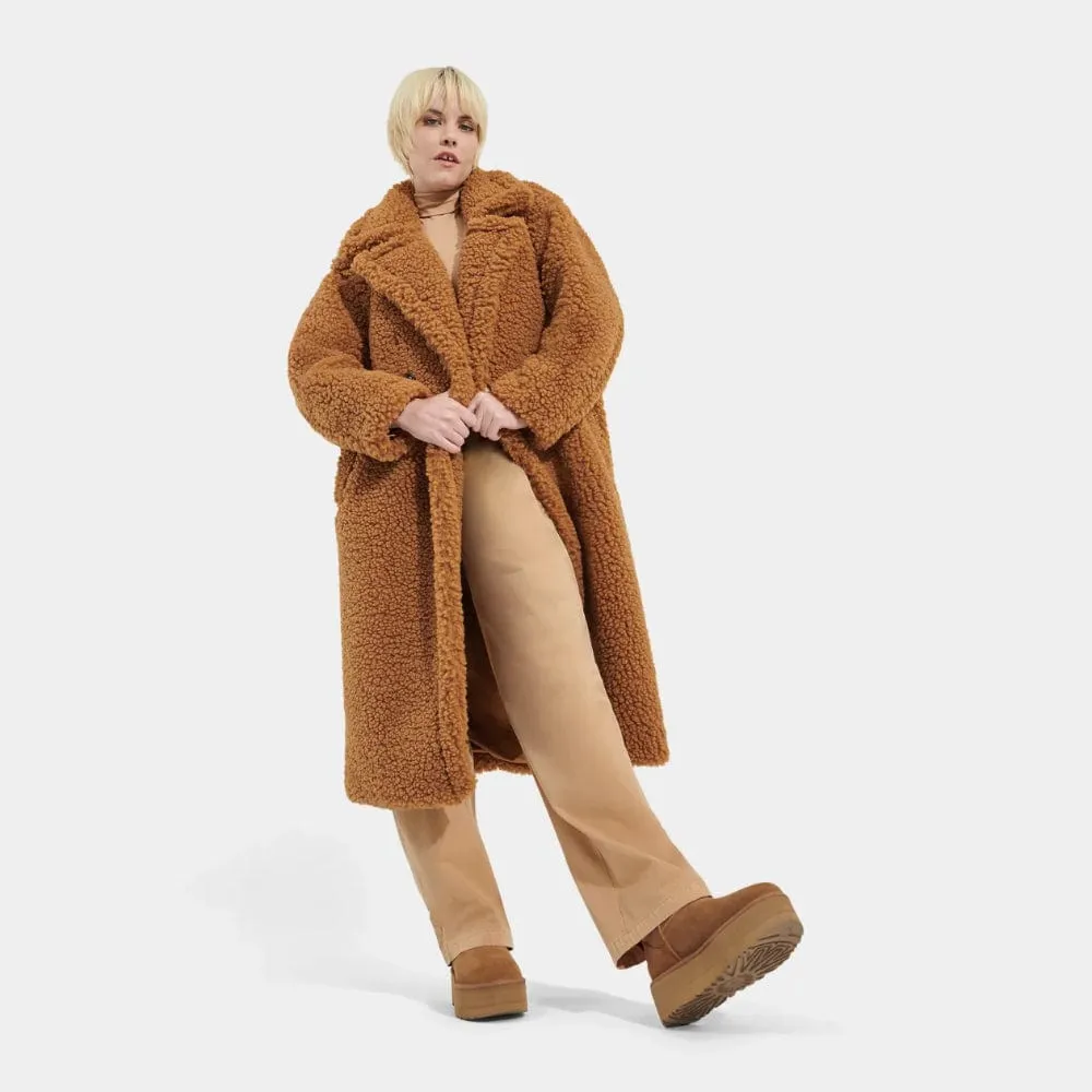 Ugg Gertrude Long Teddy Coat in Chestnut