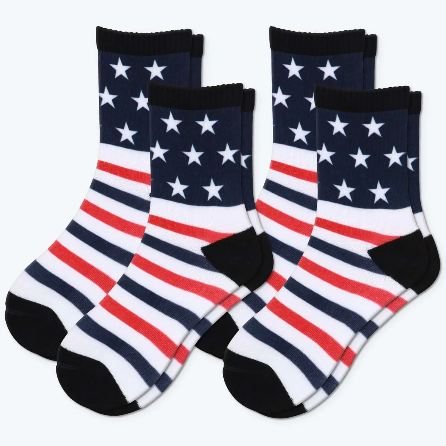 USA American Flag Socks Patriotic Crew Socks for Men/Women Striped Stars Socks Gift, 4 Pack