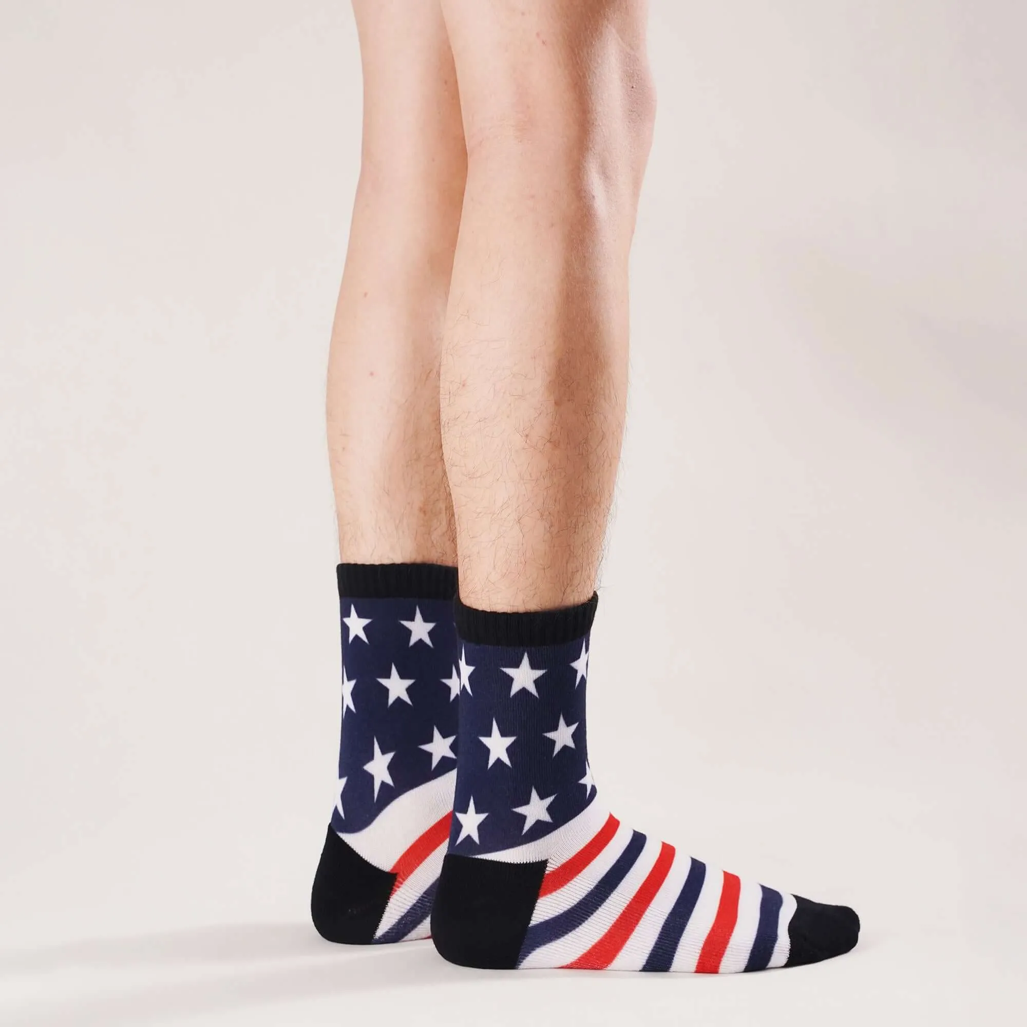 USA American Flag Socks Patriotic Crew Socks for Men/Women Striped Stars Socks Gift, 4 Pack