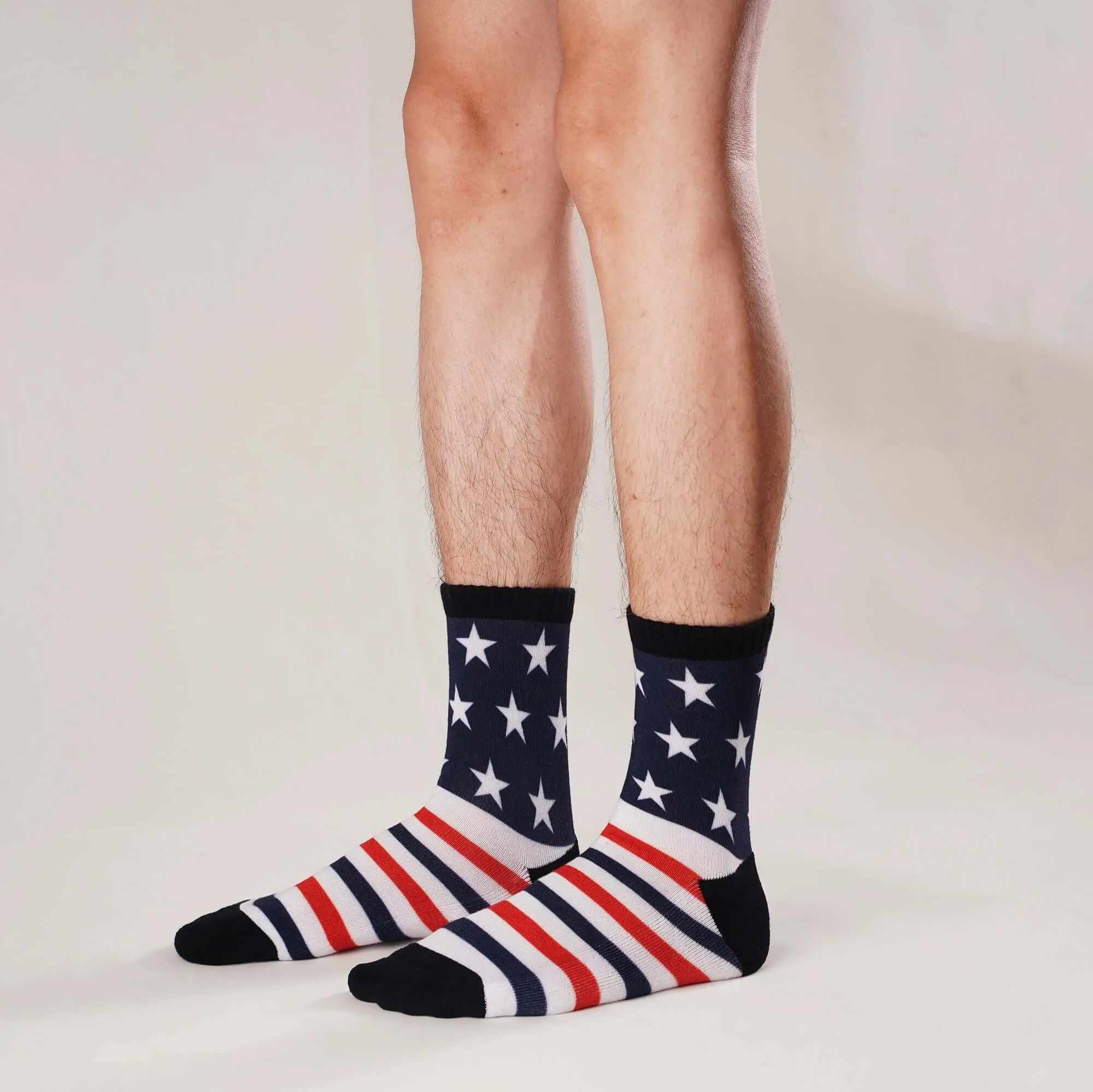 USA American Flag Socks Patriotic Crew Socks for Men/Women Striped Stars Socks Gift, 4 Pack