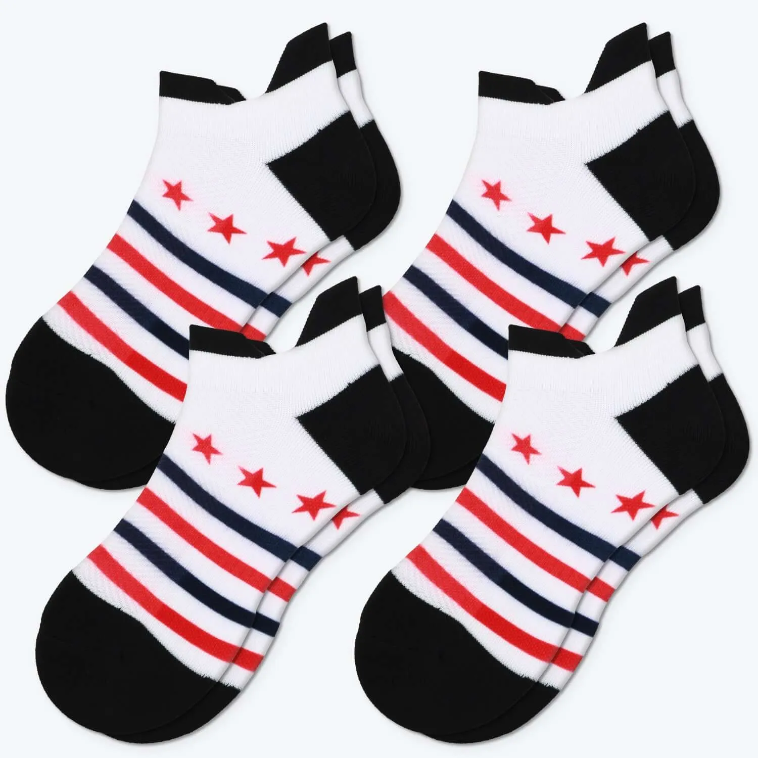 USA American Flag Socks Patriotic No Show Socks for Men/Women Striped Stars Socks Gift, 4 Pack