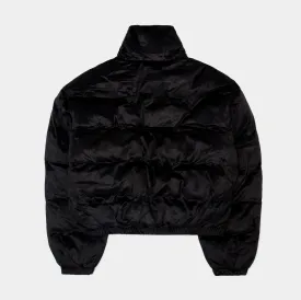 Velour Puffer Womens Jacket (Black)