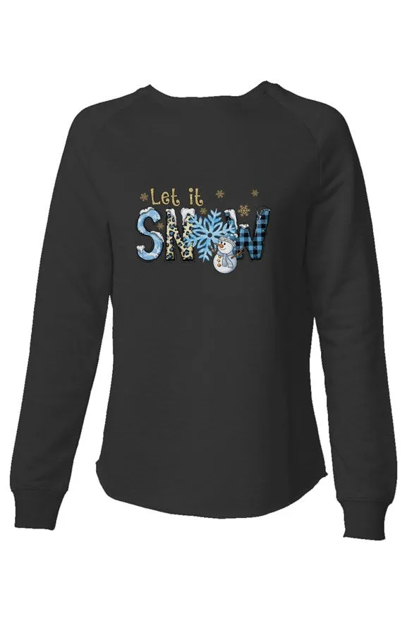 Womens Lightweight Wash Let It Snow Sweatshirt