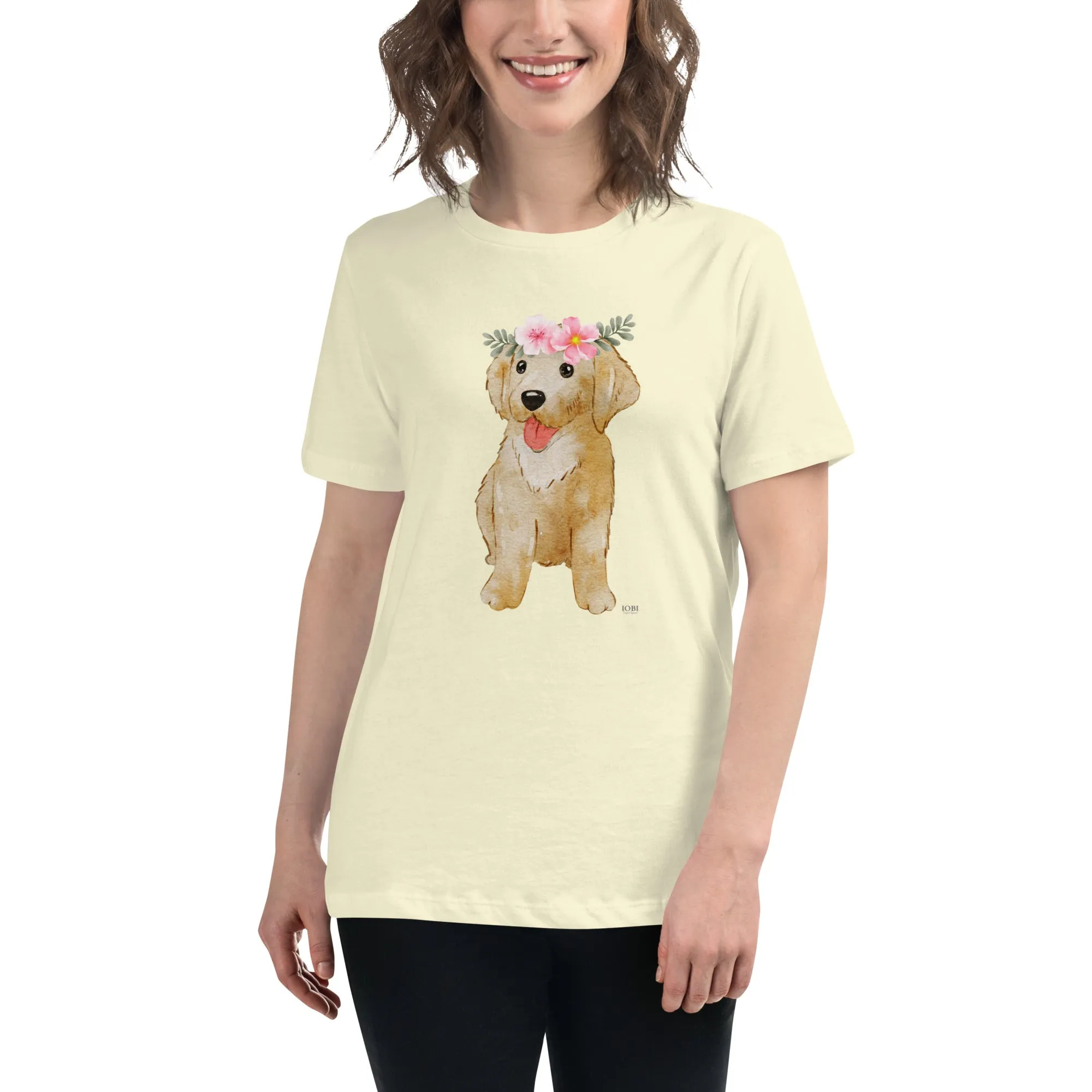 Women's Relaxed Soft & Smooth Premium Quality T-Shirt Labrador Puppy Dog Design by IOBI Original Apparel