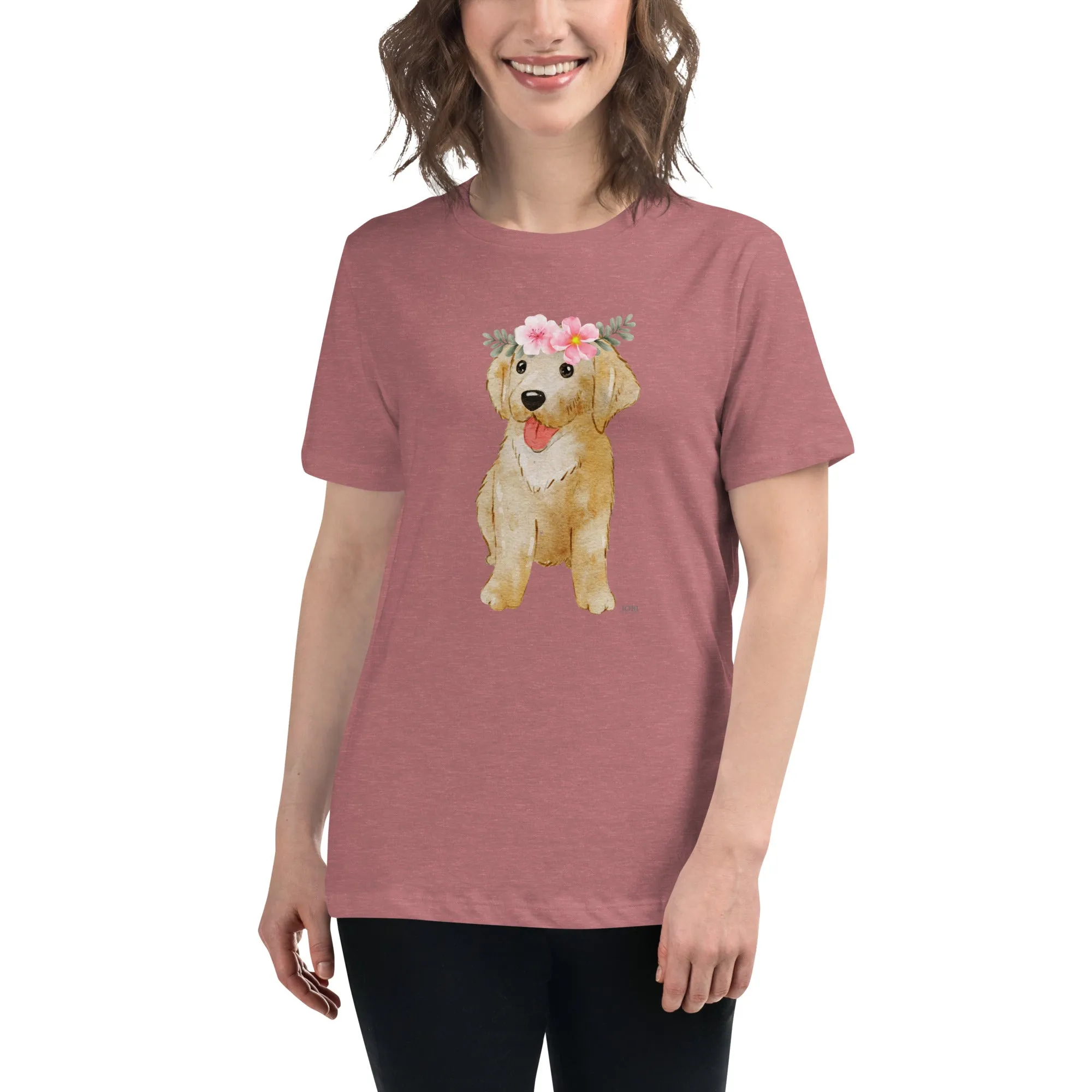 Women's Relaxed Soft & Smooth Premium Quality T-Shirt Labrador Puppy Dog Design by IOBI Original Apparel