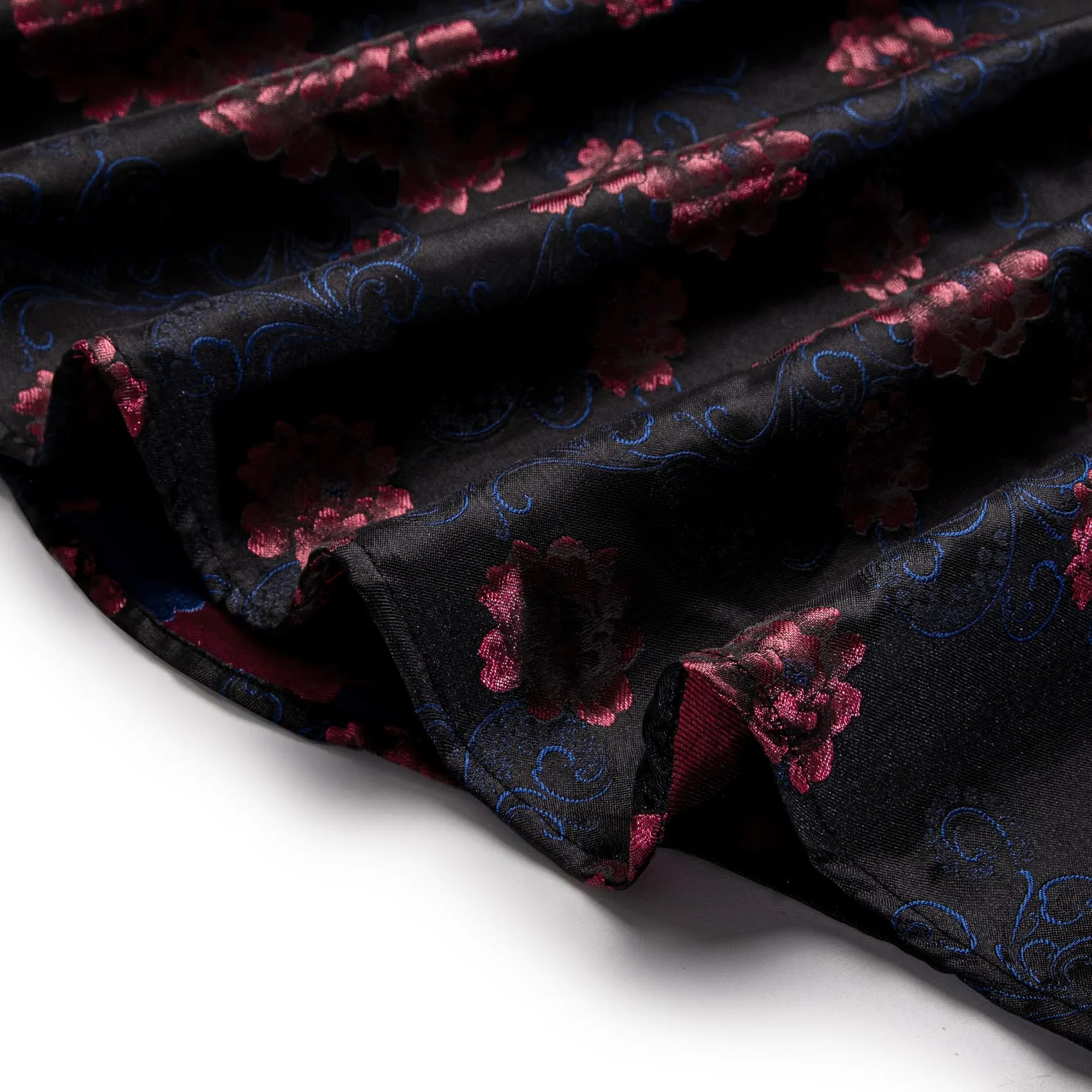 YourTies Black Shirt Cordovan Red Roses Men's Long Sleeve Floral Shirt