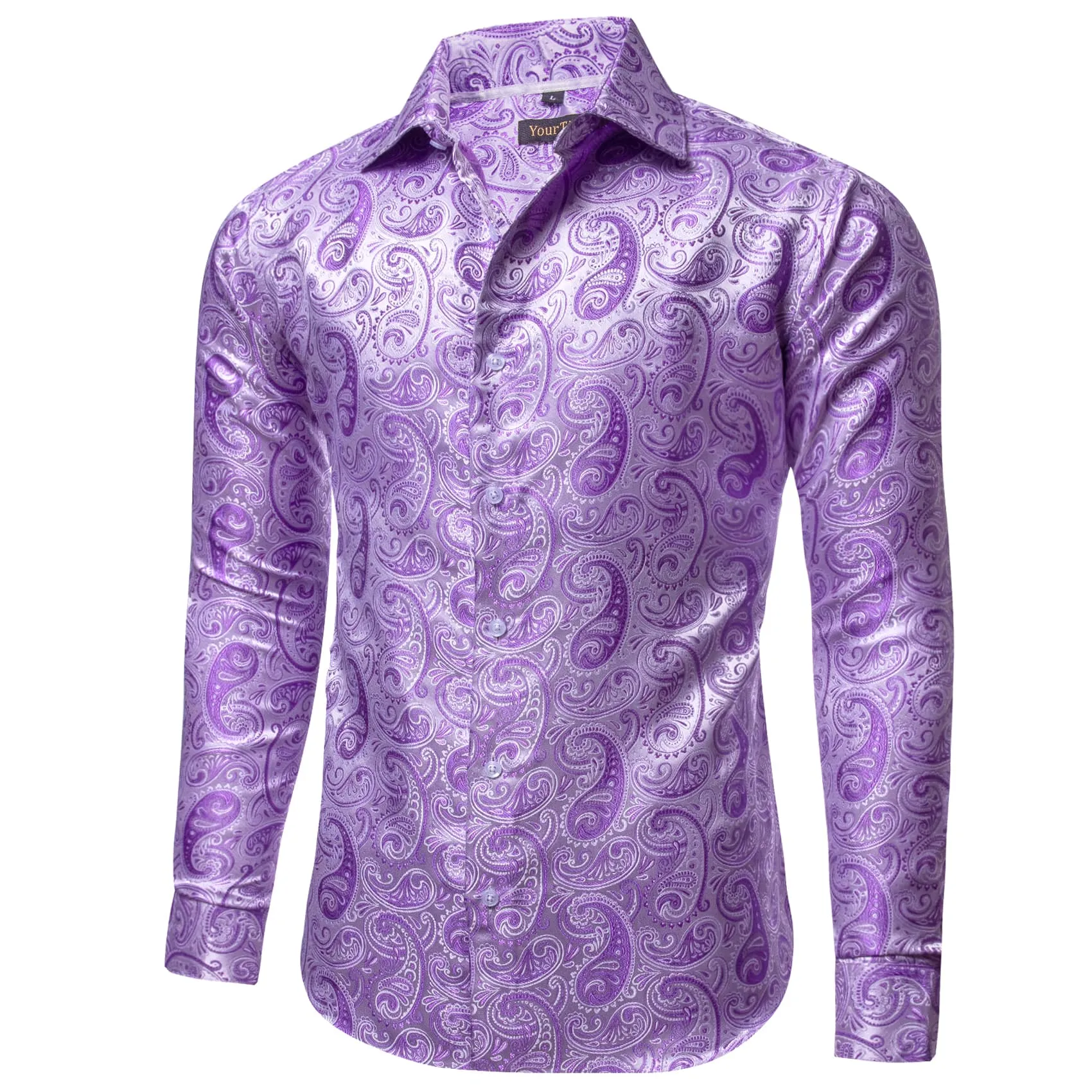 YourTies Lavender Purple Paisley Shirt Men's Long Sleeve Dress Shirt